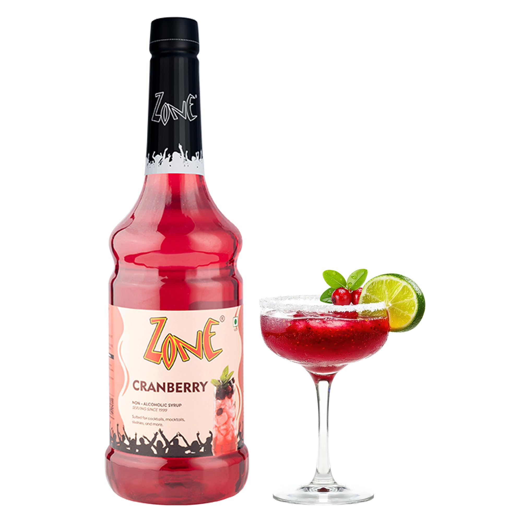 Zone Cranberry Flavoured syrup 1000ml | Tangy Berry Syrup & Drink