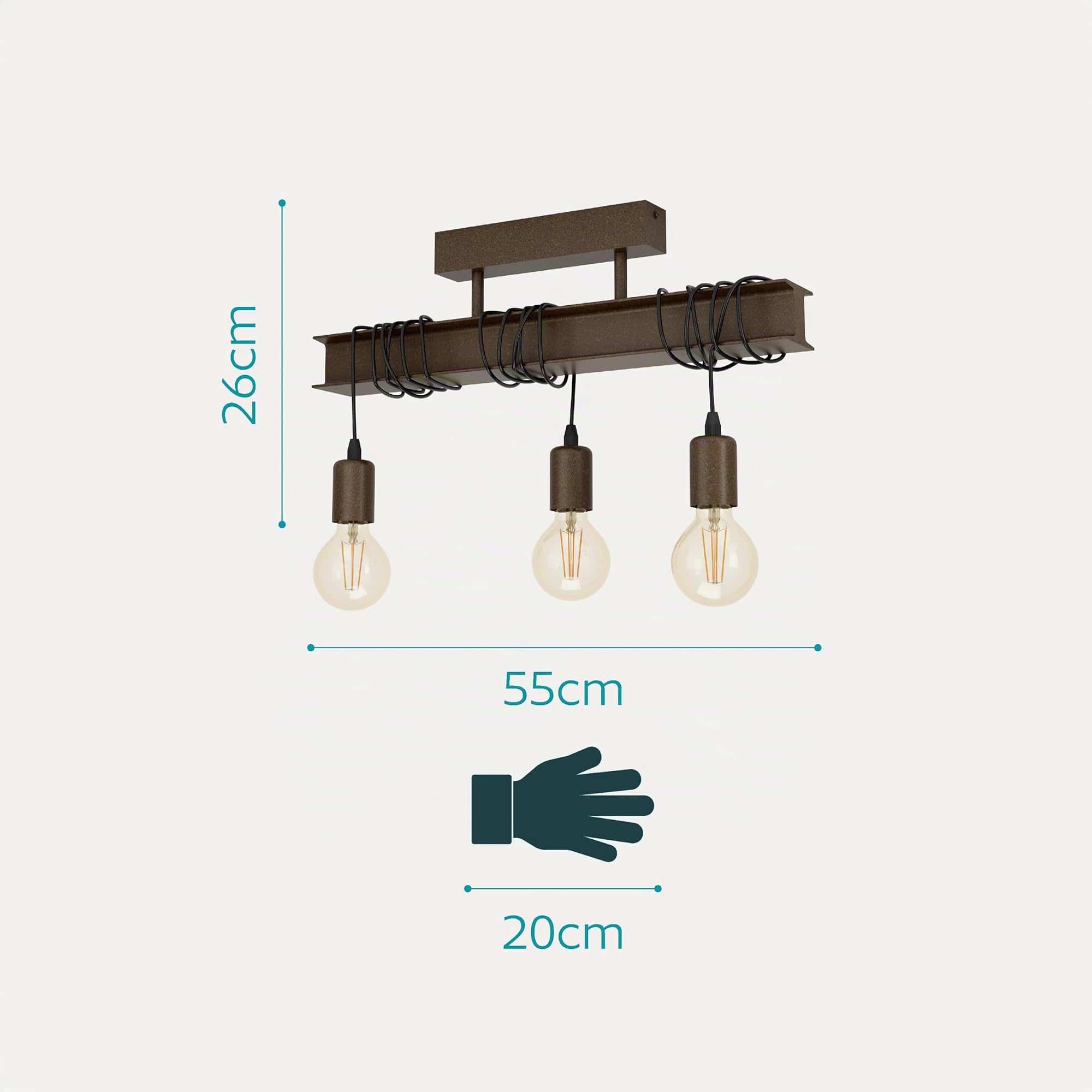 Eglo Luminaire plafonnier Townshend 4 à 3 flammes, lampe de plafond au