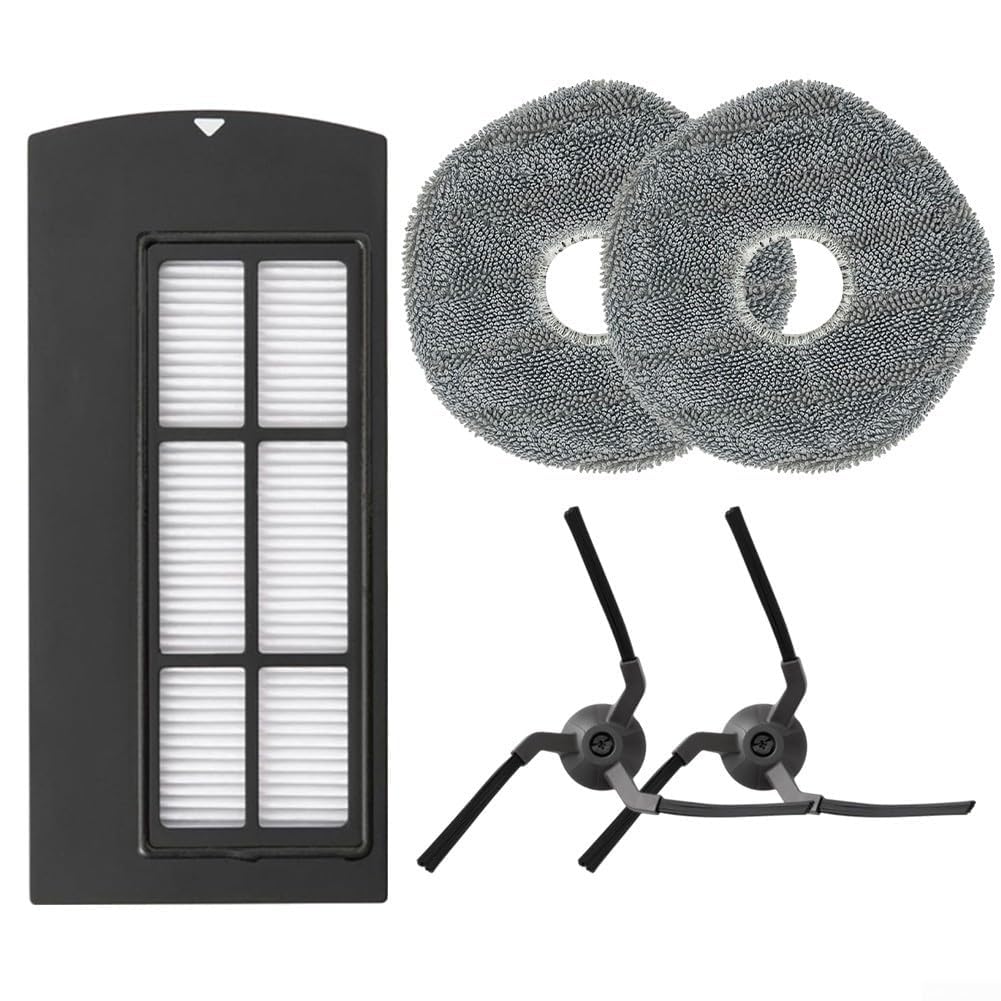 Replacement Part for eufy Clean X9 Pro Robot Vacuum Cleaner, Side Brush Filter Mop Cloth Pad Kit, Robot Vacuum Cleaner Accessories, 2pcs Side Brush, 1pc Filter, 2pcs Mop Cloth Pad
