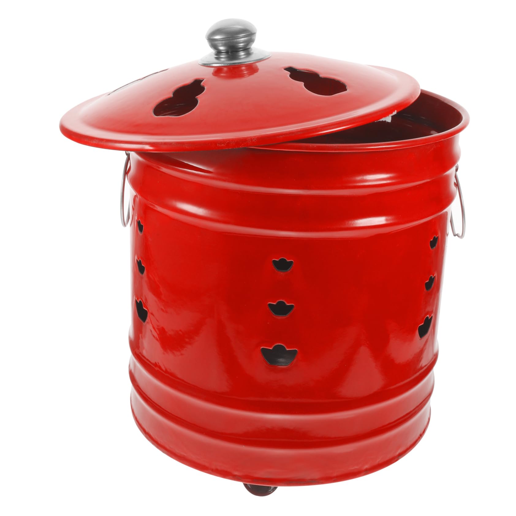 BESPORTBLE Cubo Incinerador de Esmalte Rojo Ventilación para Mejorar la Combustión, Adecuado para Adoración y Mantener el Hogar Ordenado en Celebraciones Estilo Aleatorio