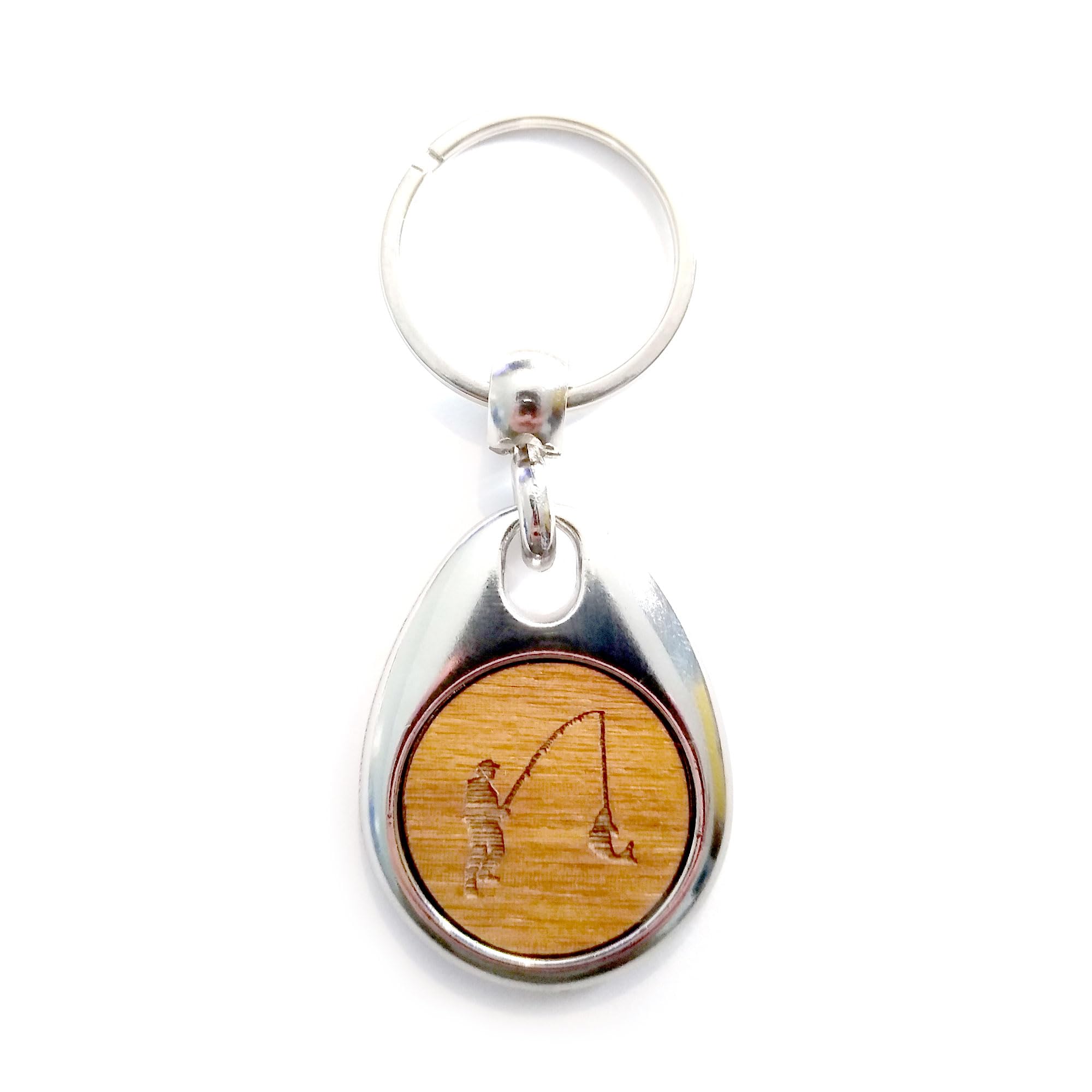 Jorvik Wood Fishing Design Wooden Keyring with Gift Box.