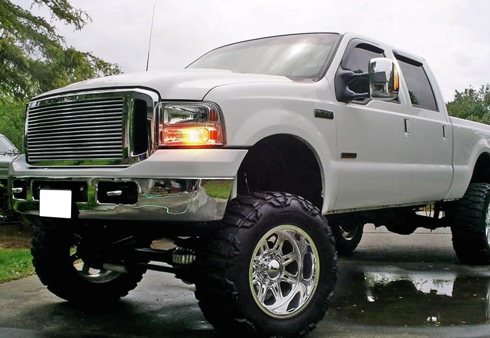 iJDMTOY Switchback LED Side Mirror Marker Lamps Compatible With 2003-2007 Ford F250 F350 Superduty, 2000-2005 Ford Excursion, (2) Clear Lens, White LED Parking Light, Amber LED Turn Signal Light