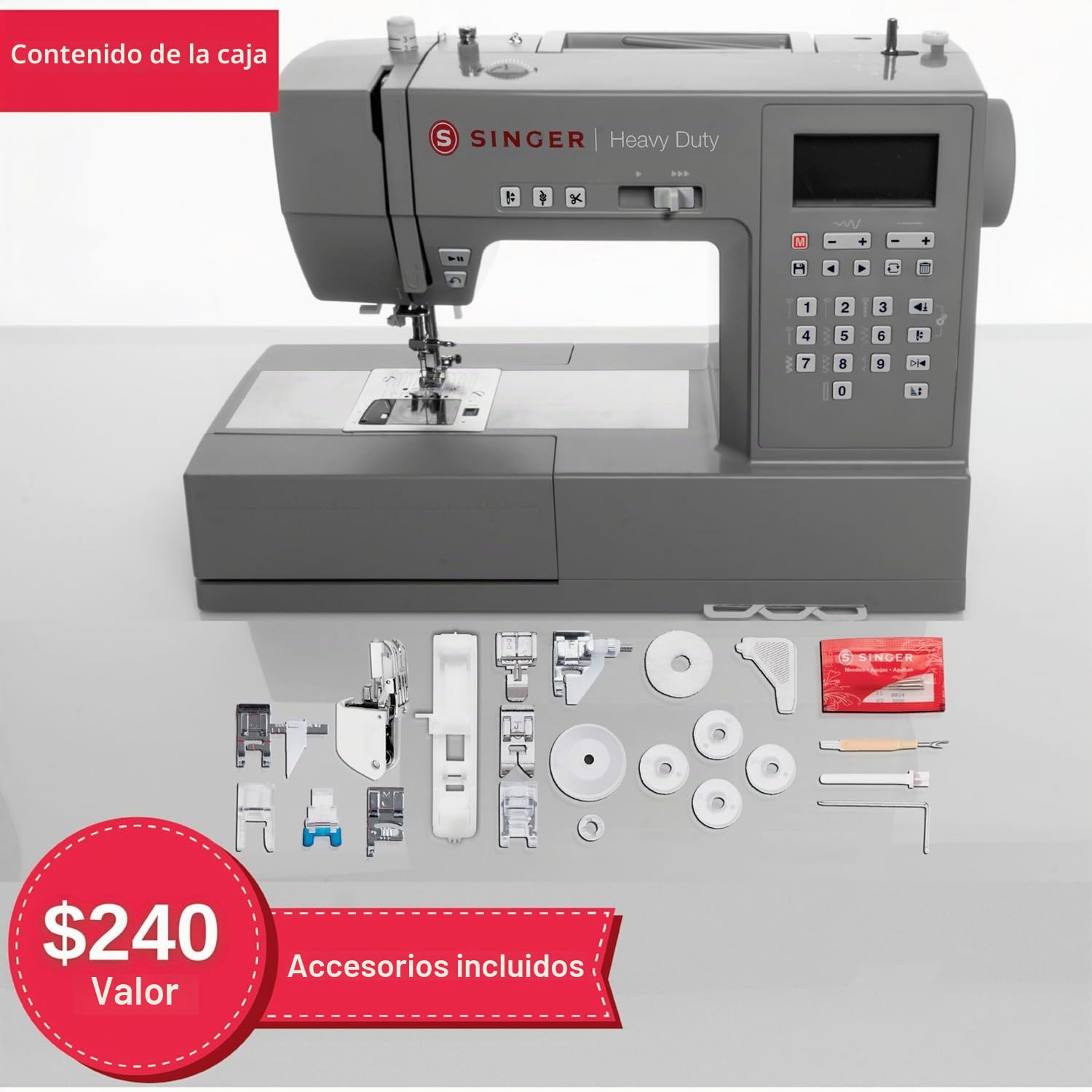SINGER® Máquina de coser resistente 6800C | 50% más de potencia, alta velocidad y letras | Accesorios especiales | Ideal para mezclilla, cuero, vinilo y telas | Fácil para costura resistente y