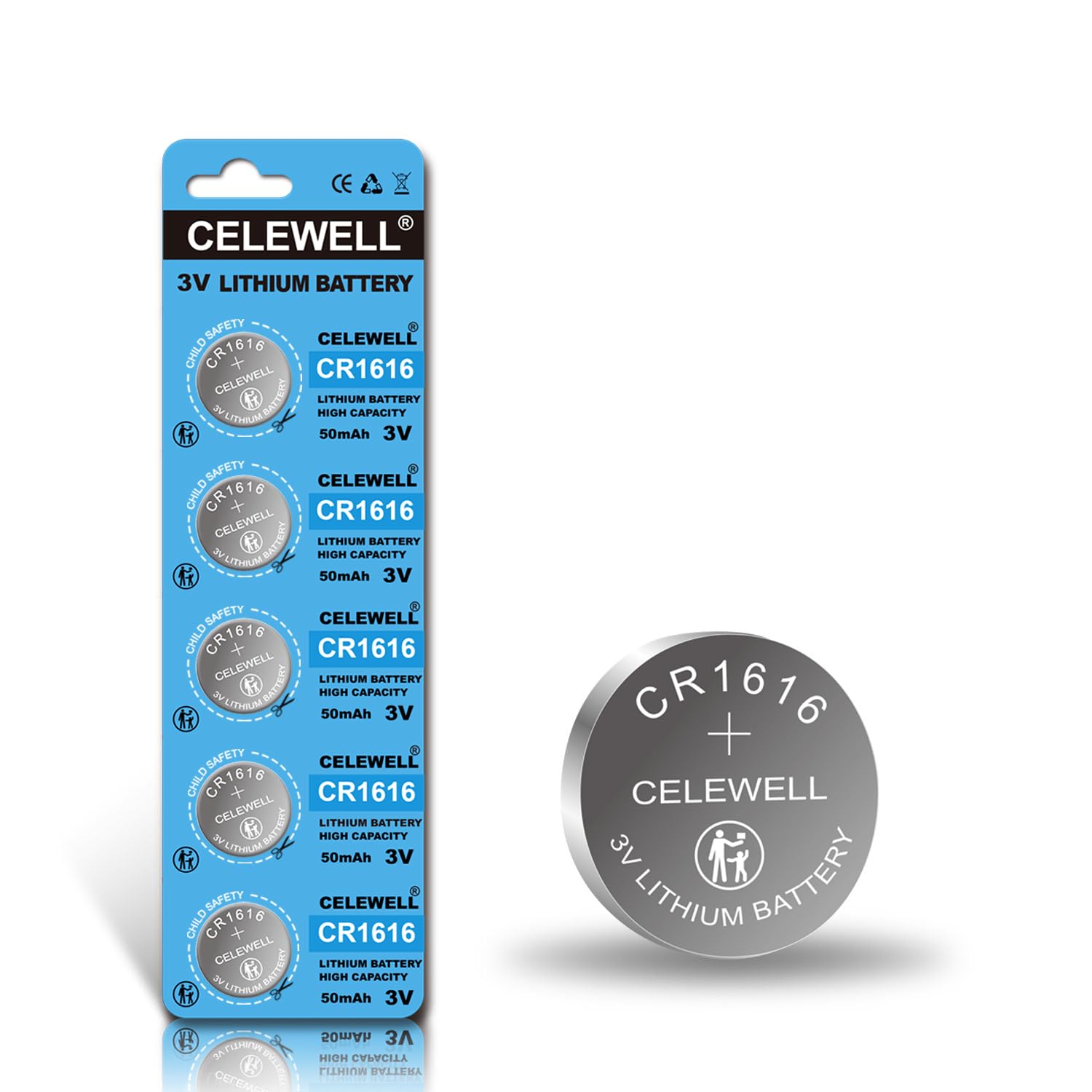CELEWELL CR1616 5 Pcs 3V Lithium Battery【5-Year Warranty】