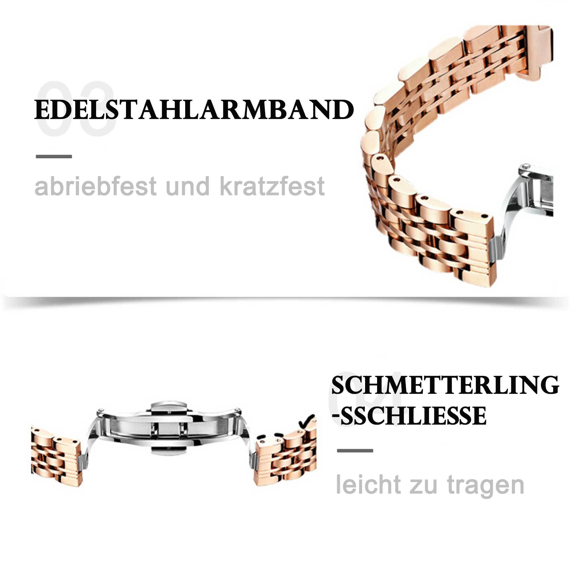 findtime Uhr Damen Analog Quarz Armbanduhren Gold Klassische Mode Damenuhr Edelstahlarmband Blaues Zifferblatt Blume 3ATM Wasserdicht Elegant Armreif Frauen Diamant Designer