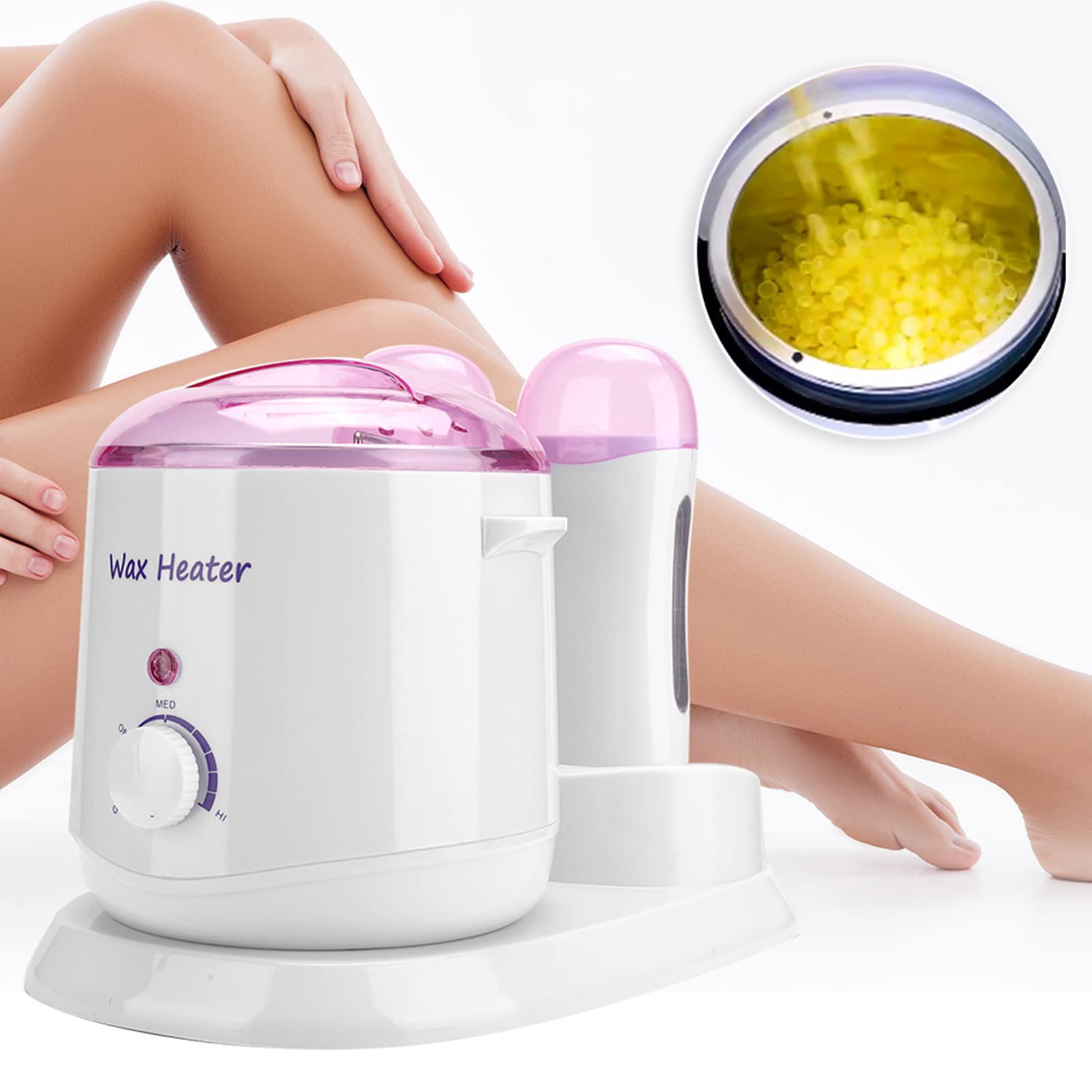 Calentador de cera, 3 en 1 800ml Calentador de cera ajustable Calentador Máquina de depilación corporal para mujeres y hombres Uso doméstico(UE)