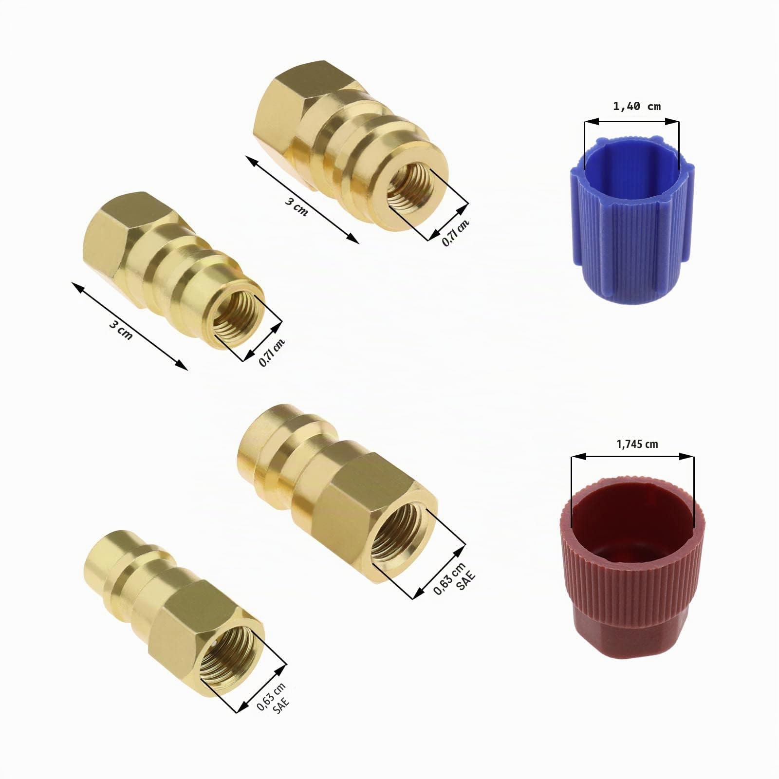 Adaptador R12 A R134A de 2 Uds Adaptador de Conversión de Lado Bajo Y Lado Alto Conector Retro R12 A R134A Compatible con La Mayoría de Los Vehículos