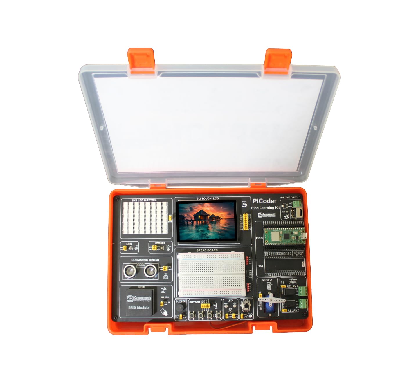 PiCoder Raspberry Pi Pico Kit Compatto FAI DA TE per Programmazione e Apprendimento Python, Codifica Grafica ed Elettronica STEM - LCD 3.2" Incluso