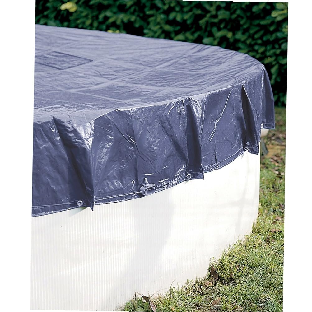 WerkaPro 02515 - Copertura protettiva diam 6,2 m - ideale per piscine 5,4 m - 140 g/m2 - grigio-blu