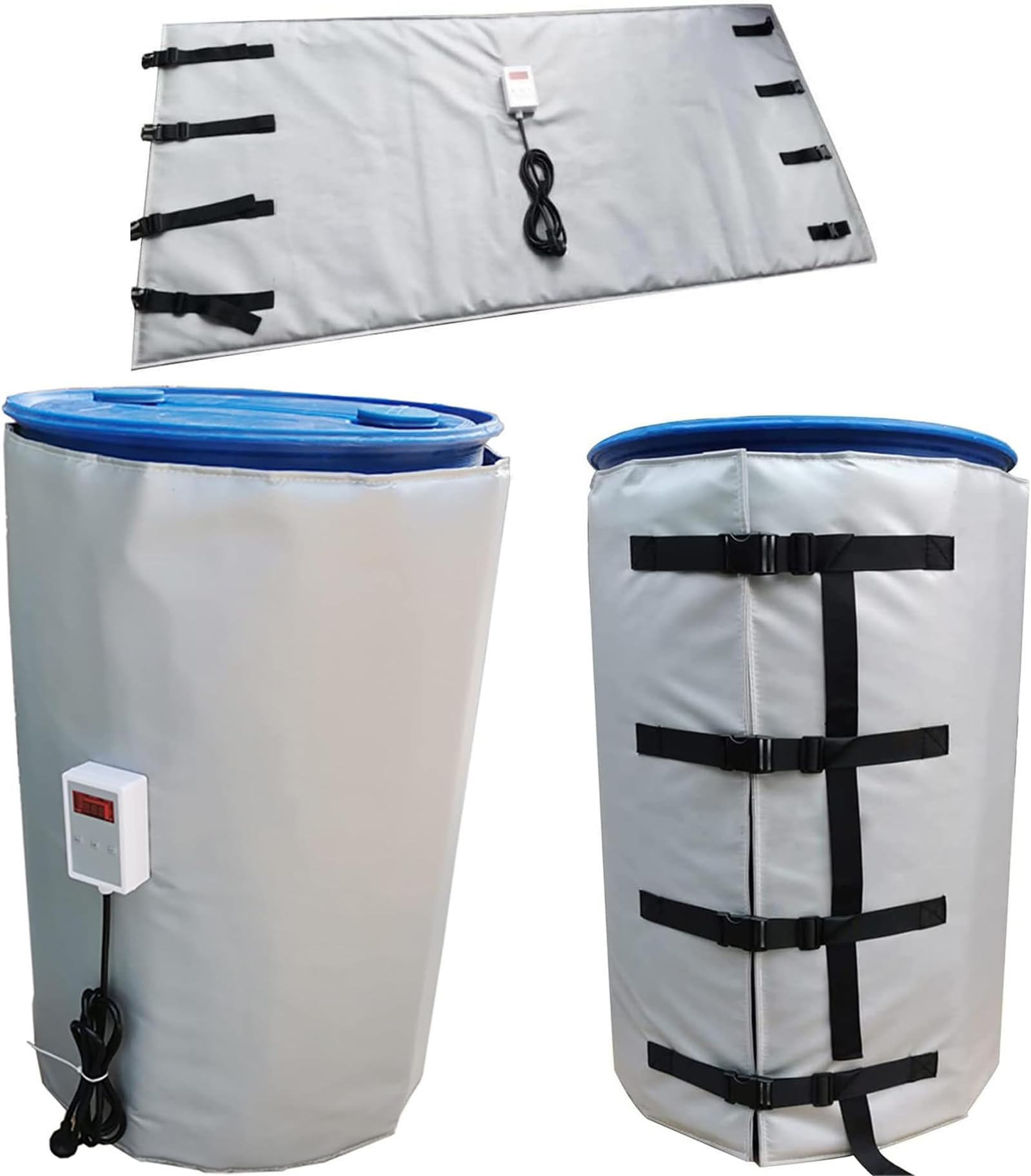 Chauffe-fût à huile Chauffe-fût en métal portable Coussin chauffant électrique en silicone avec thermostat Ceinture chauffante pour tambour à huile 200L Coussin chauffant en silicone résilient pour