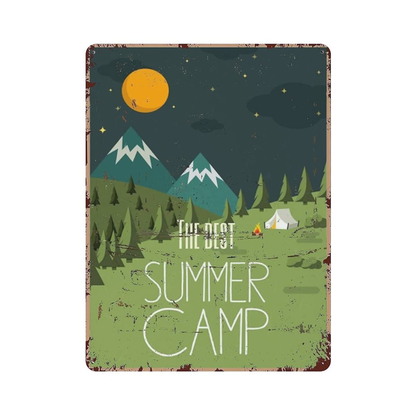 Metal Tin Sign The Summer Camp Vintage Tin Poster Metal Sign Wall Decoration Country Kitchen Home Garage Decor 16"x12"