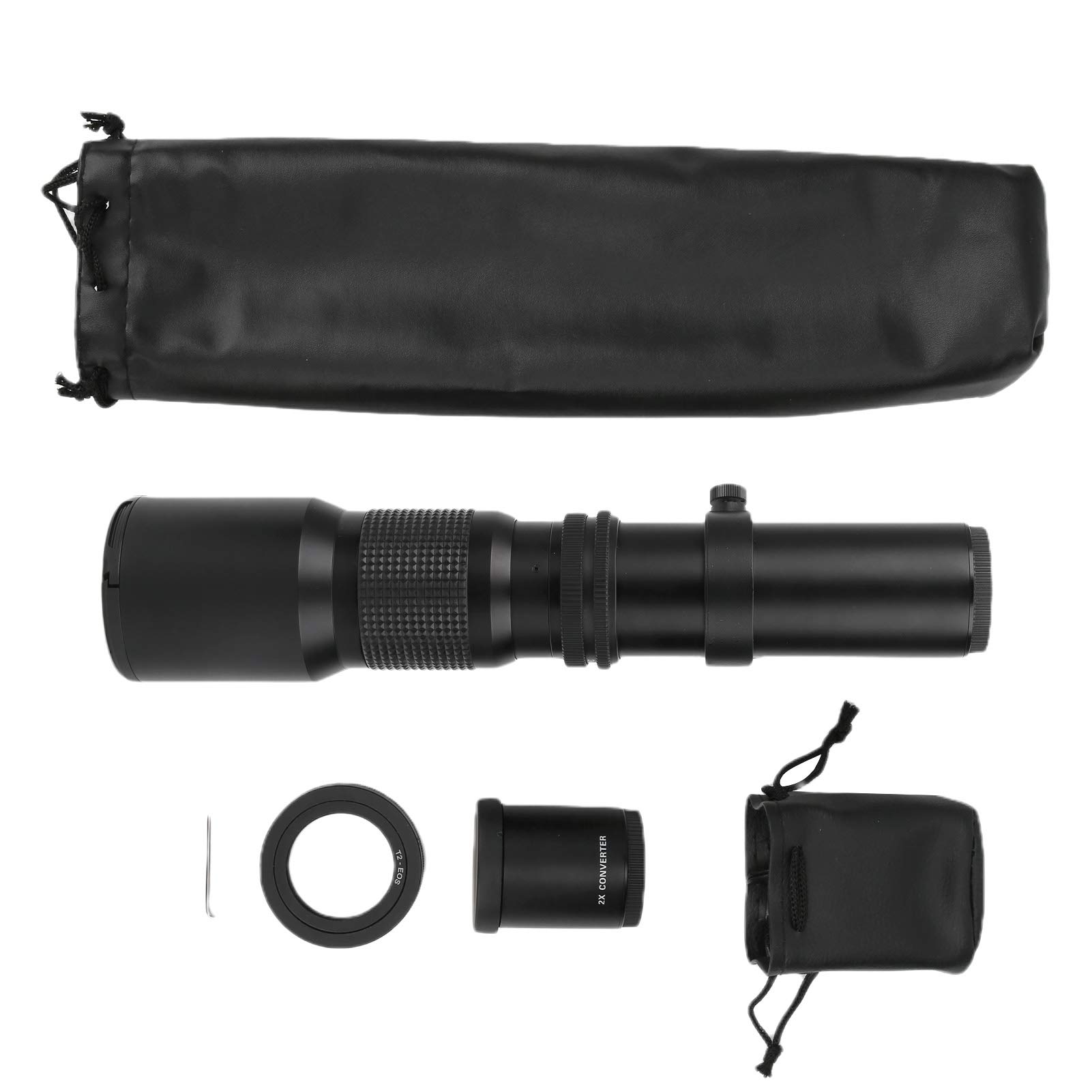 Fyearfly Teleobiettivo 500 mm F8F32 con messa a fuoco manuale, ingrandimento 2x per Canon EFS, cattura dettagli distanti, soluzione fotografica conveniente, nero