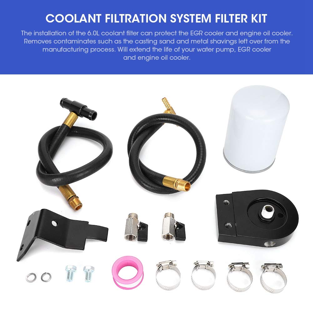 Akozon 6,0-l-Kühlmittelfilter, Kühlmittelfiltersystem-Filtersatz Passend für 6,4-Liter-Powerstroke- F250