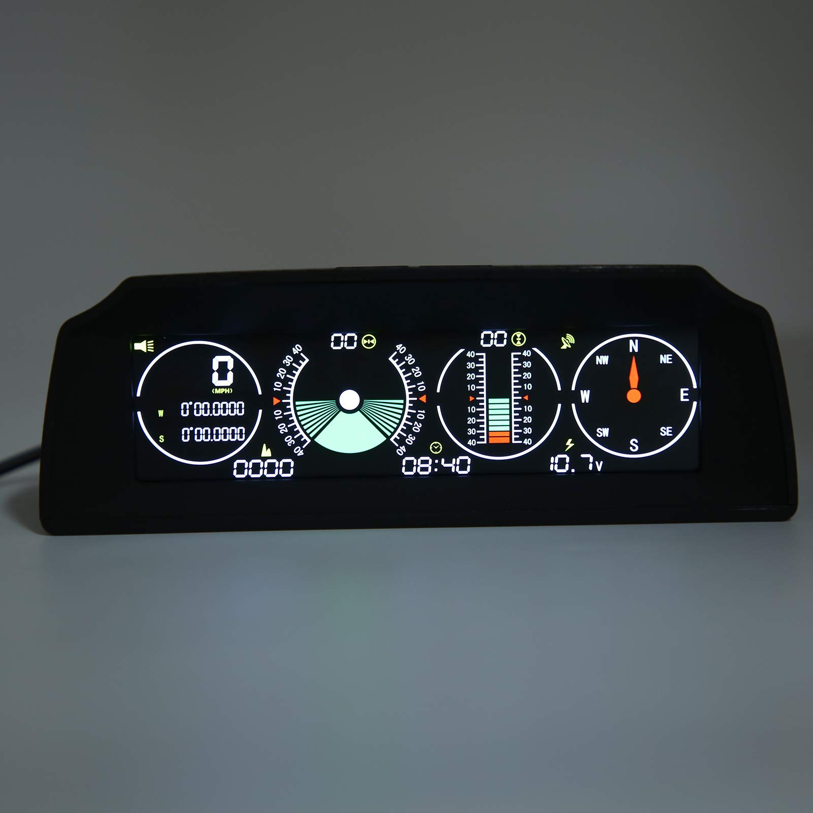 KIMISS Clinómetro para coche con GPS, medidor de pendiente y ángulo de inclinación, HUD multifunción, brújula y velocidad en km/h