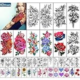 ✔ [GROSSE GRÖSSE] Große Blumenkollektion Tattoo-Aufkleber können Ihre Körperteile größer bedecken, Größe ist 9,45 * 5,35 Zoll (24 * 13,6 cm) 10 Blatt, 3,9 * 2,3 Zoll (9,8 * 5,8 cm) 30 Blatt. Sie können Teile es mit deiner Familie und deinen Freunden.