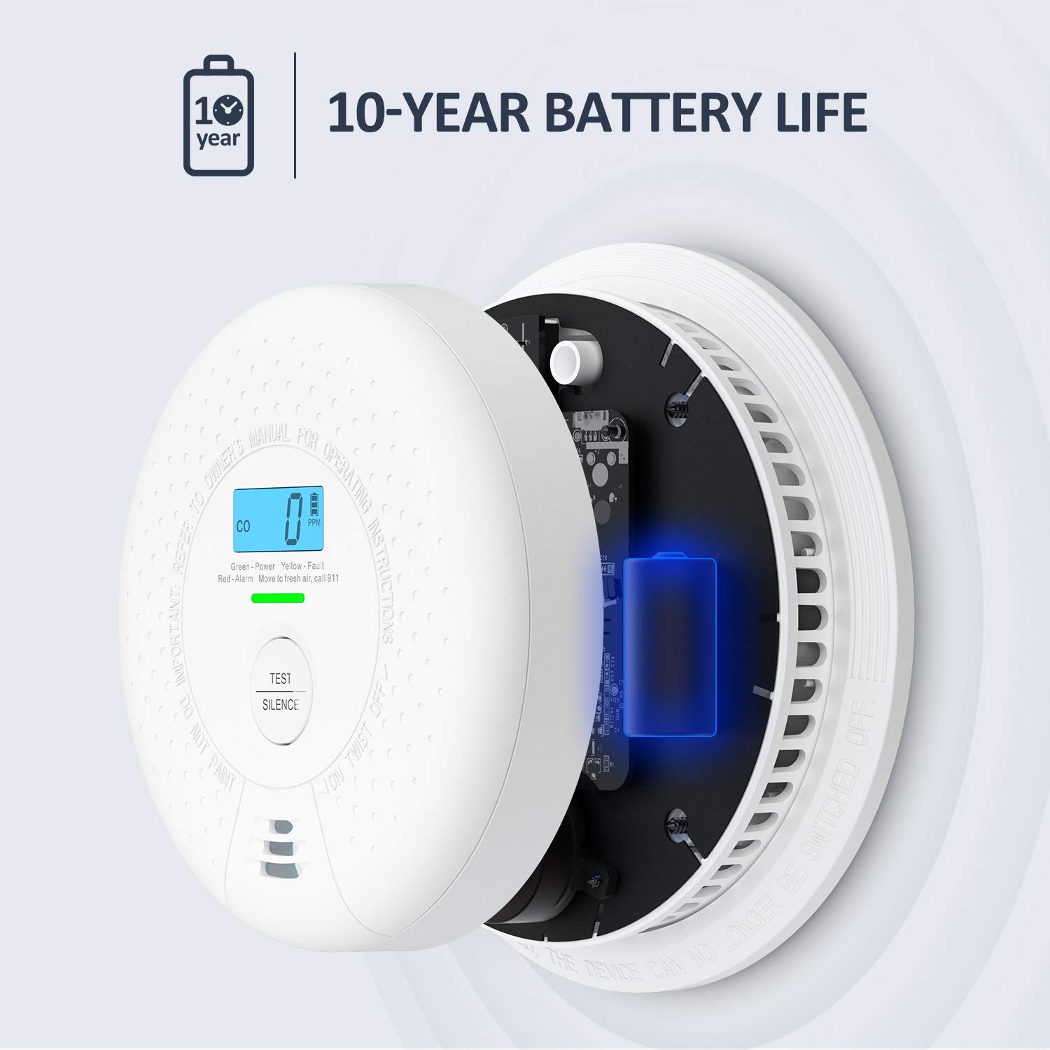 X-Sense 10 Year Battery Carbon Monoxide Alarm, CO Alarm Detector