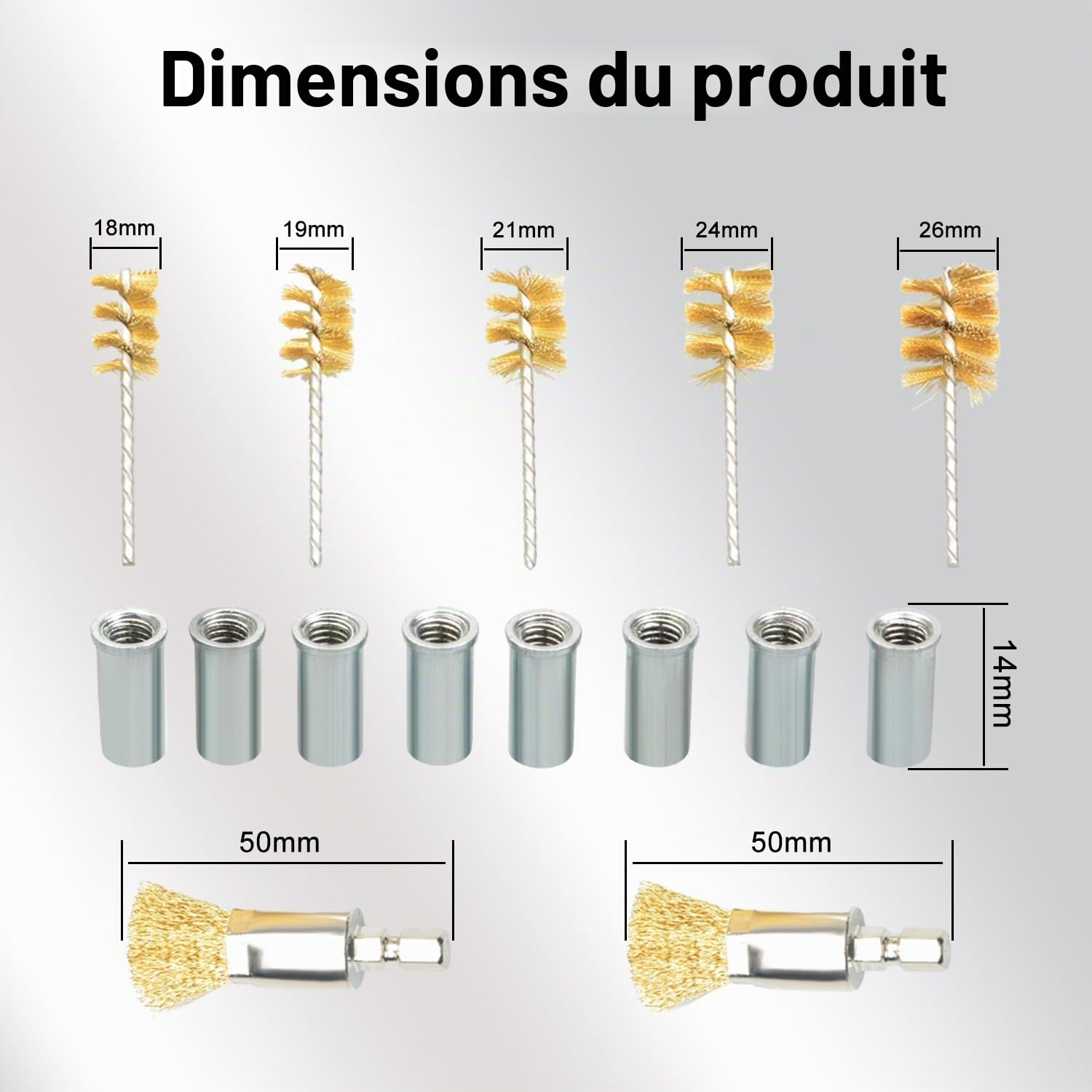 26pc Ensemble d'outils de nettoyage pour sièges d'injecteurs universels - Kit de nettoyage d'injecteurs - Ensemble de nettoyage à brosse pour moteurs diesel