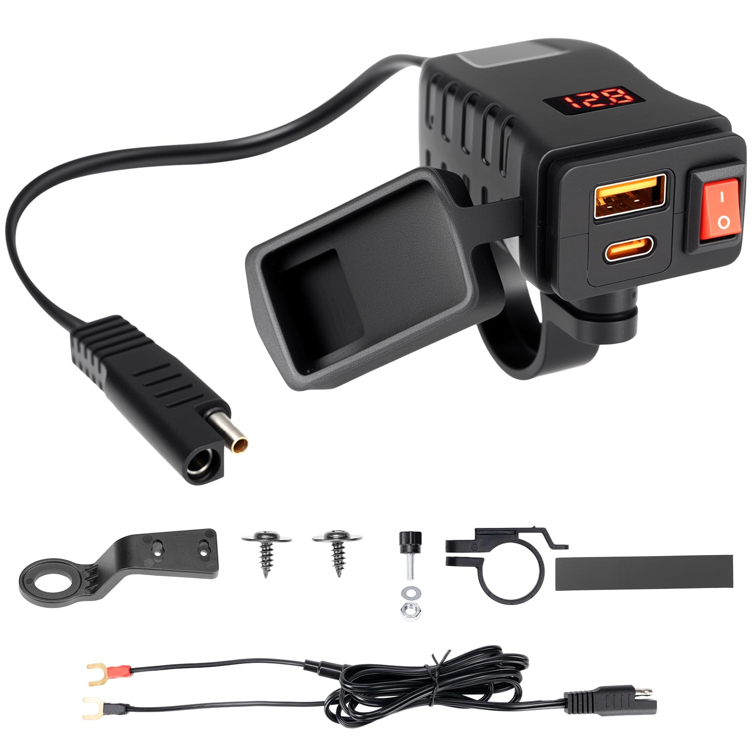 KEMIMOTO Caricatore per moto con interfaccia USB di tipo C e interruttore separato