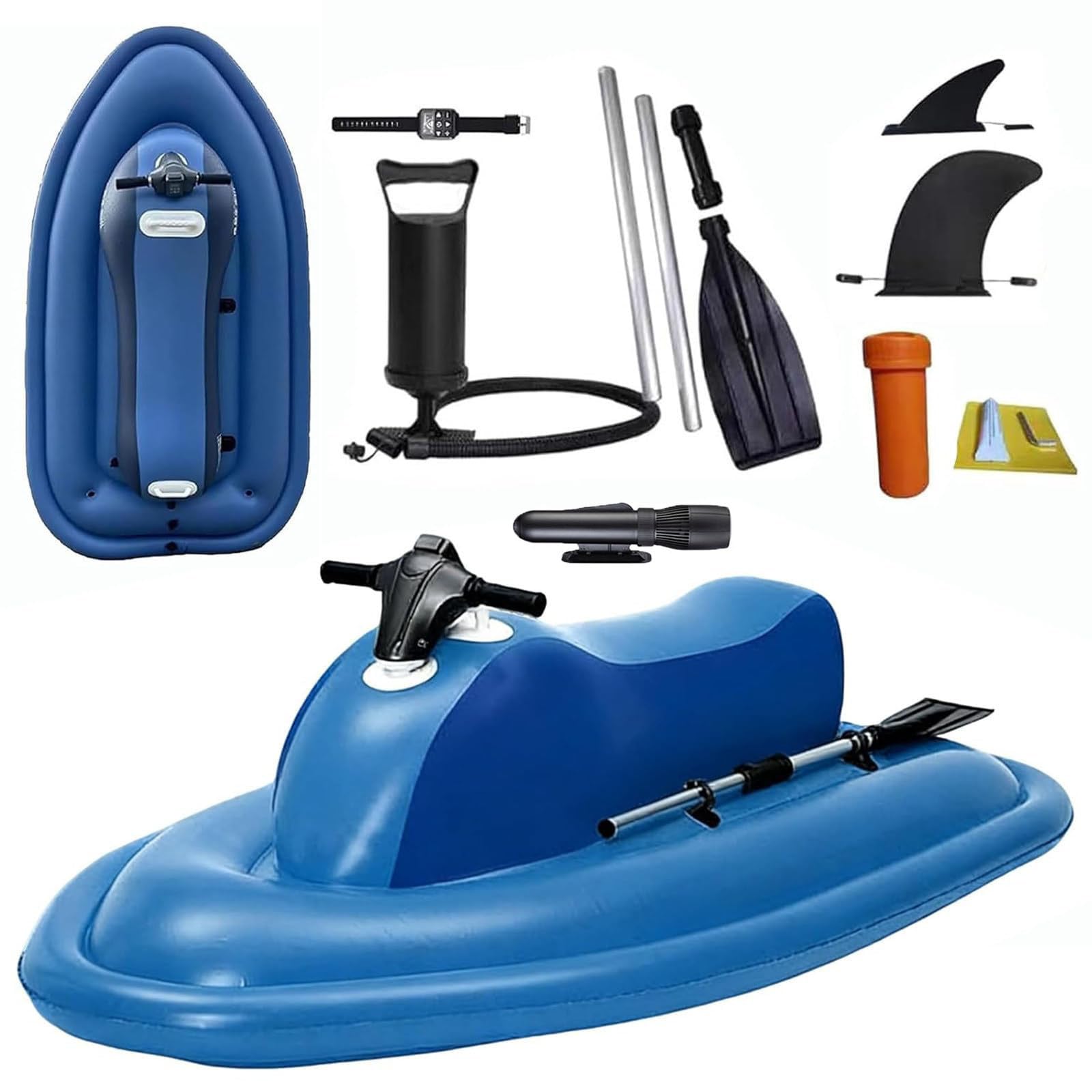 GmhXylophyte Electric Rush Wave Surf Boat Jet Ski, 9-Speed Underwater Propeller, Inflatable Boat With Remote, 2-3 Persons Water Propulsion, For Summer Camps And Pool B