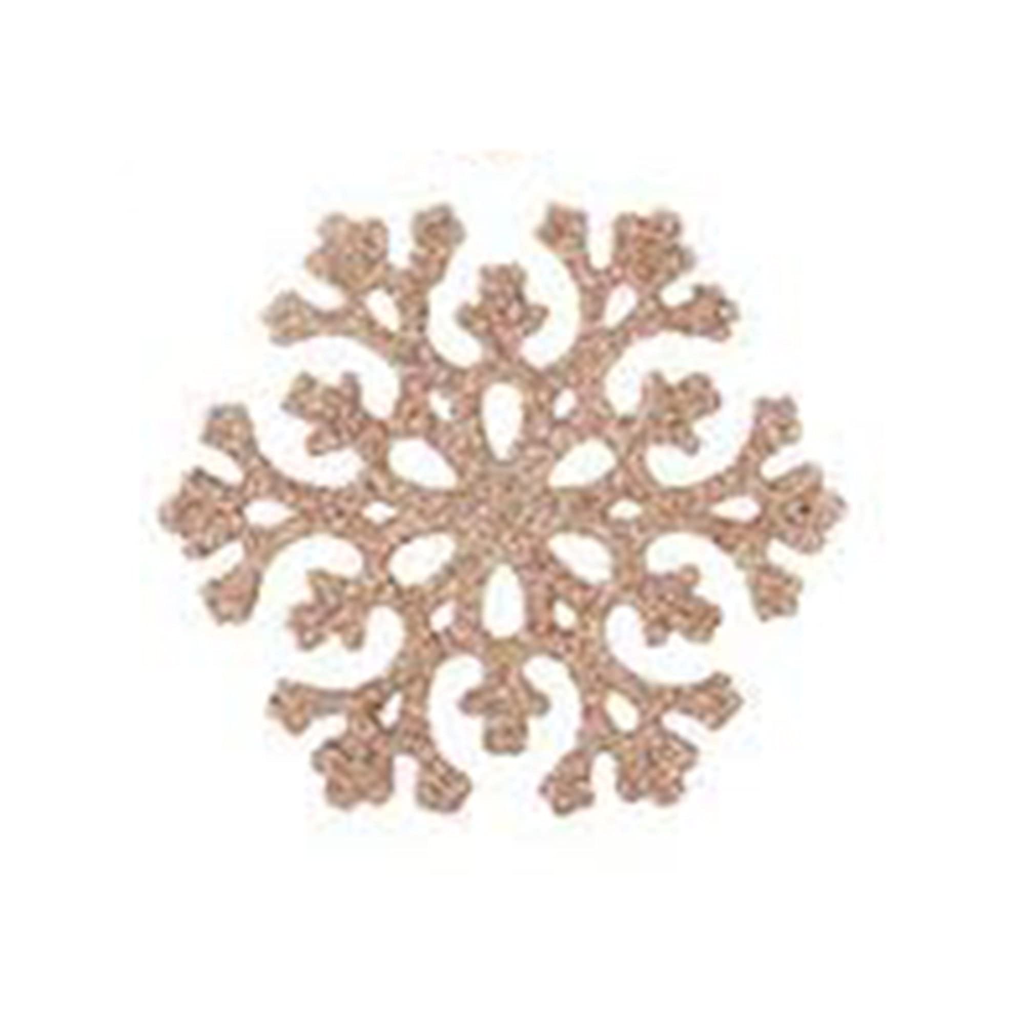 Glitter Rose Gold Hanging Christmas Decorations or Craft or Present Toppers: Trees, Bells, Reindeer, Snowflakes. Pack of 8 or 32 Value Pack Festive Decor (8 Snowflakes)