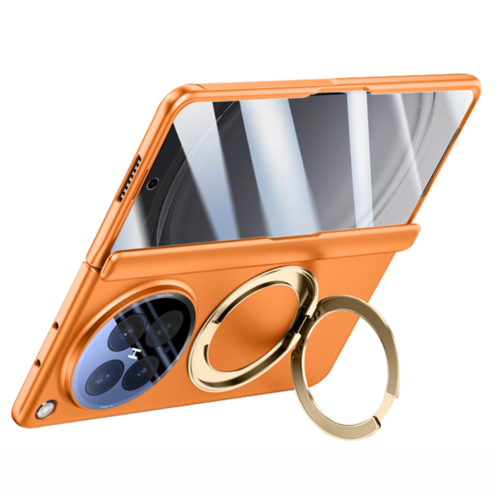 LUOTANL Slim Case for Oppo Find N6, Built-in Screen Protector All -Inclusive Case Magnetic Ring Holder PC Hinge Cover,Orange,N6