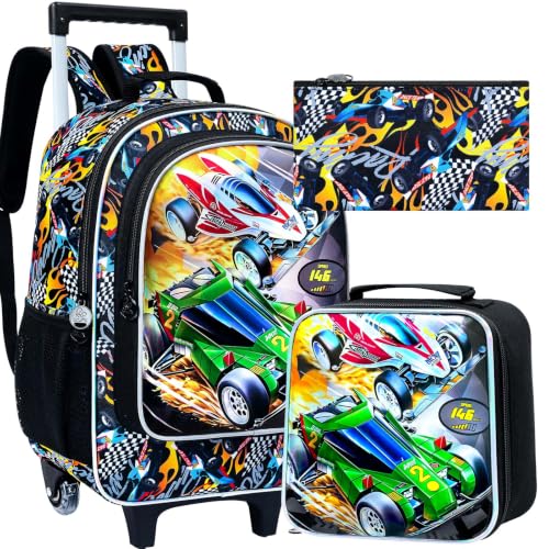 Image of CCJPX Rolling Backpack for Boys, Kids Roller School Bag with Wheels Toddler Wheeled Bookbag Elementary