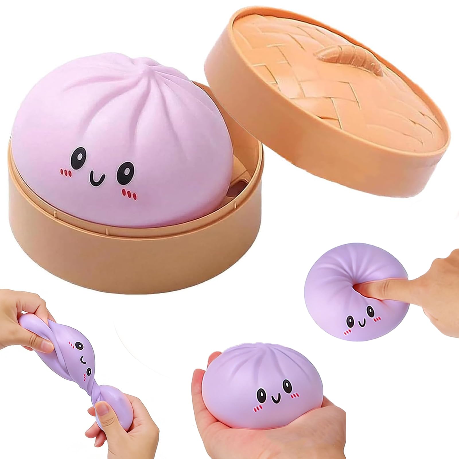 Dumpling Squishy, Squishy Dumpling With Cute Patterns, Giant Dumpling Squishy Toy With Steamer Box, Fun Soft Glitter Dumplings Stress Ball for Adults, Anxiety Relief
