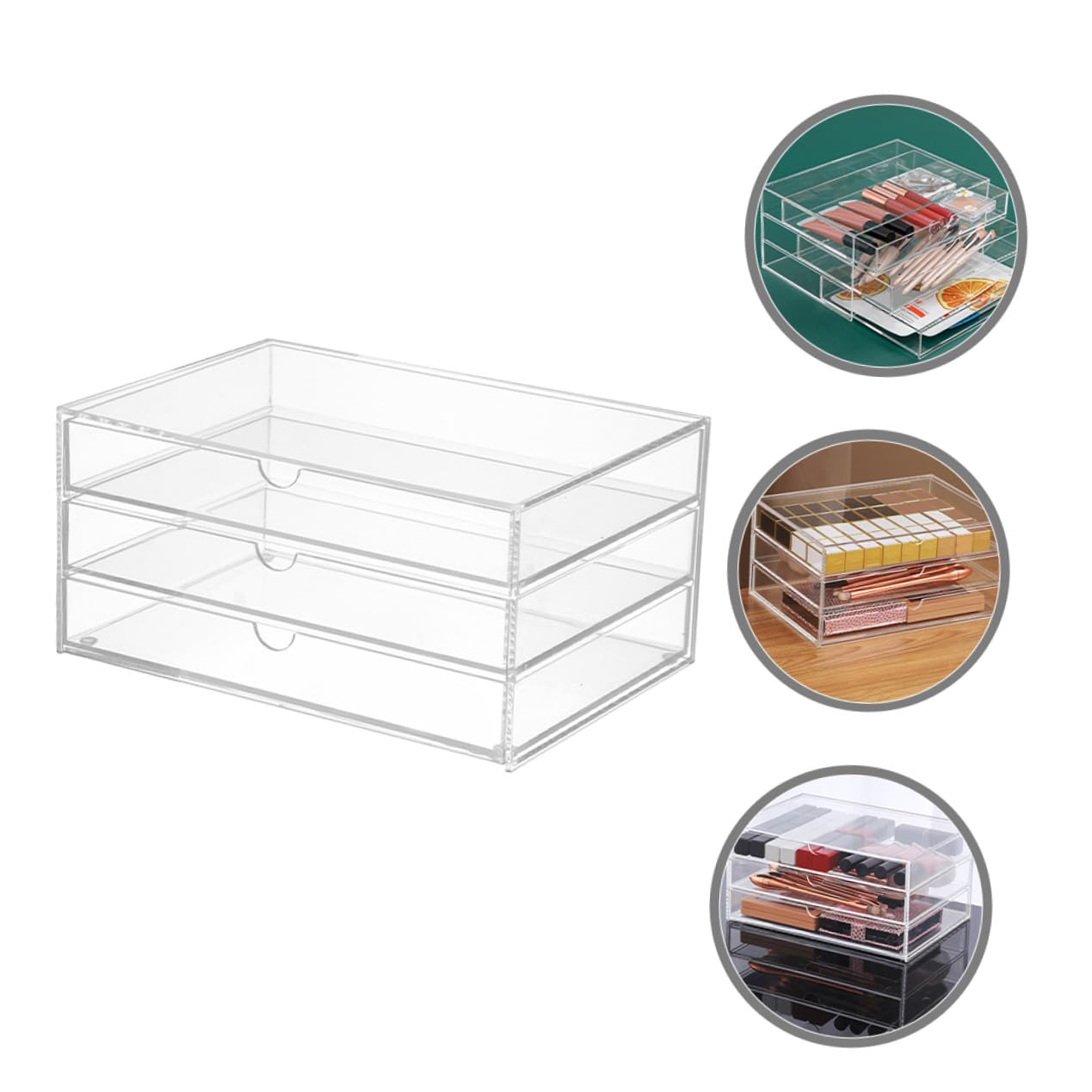 Organizer da Scrivania con Trasparente in Acrilico Spesso Contenitore Multi Cosmetici Gioielli e Accessori Scatola Portaoggetti per Trucco e Piccoli Oggetti