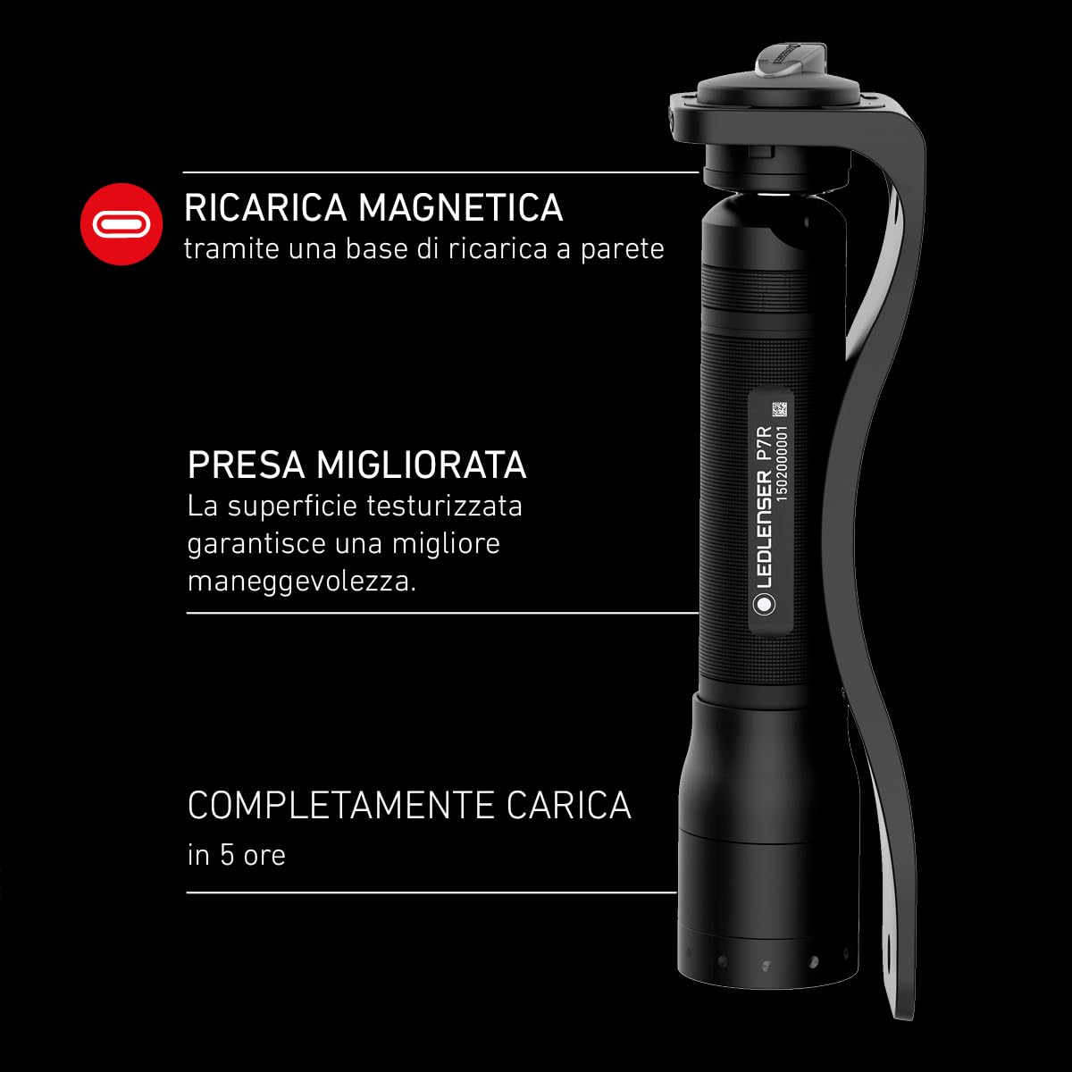 Ledlenser P7 Torcia Ricaricabile, 1000lm, Portata 210m, Autonomia 40h | Messa a fuoco regolabile, sistema di ricarica magnetica, IP54, 210g, ideale per campeggio, escursioni, lavoro | 2017