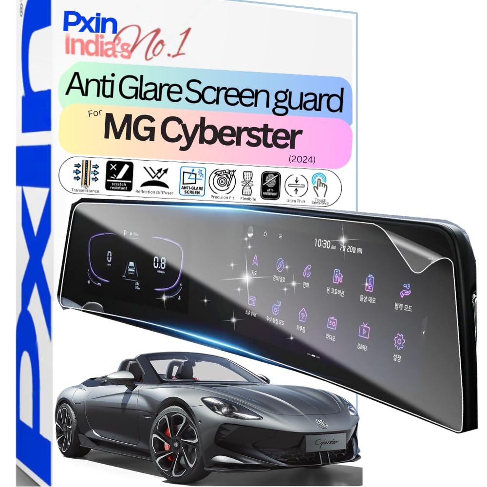 Pxin Anti-Glare & Anti Reflection Screen Guard compatible with MG Cyberster (2024) Car Infotainment| Plasma Layer| Scratch Resistant | 4K HD Clarity | No Fingerprint-image-31
