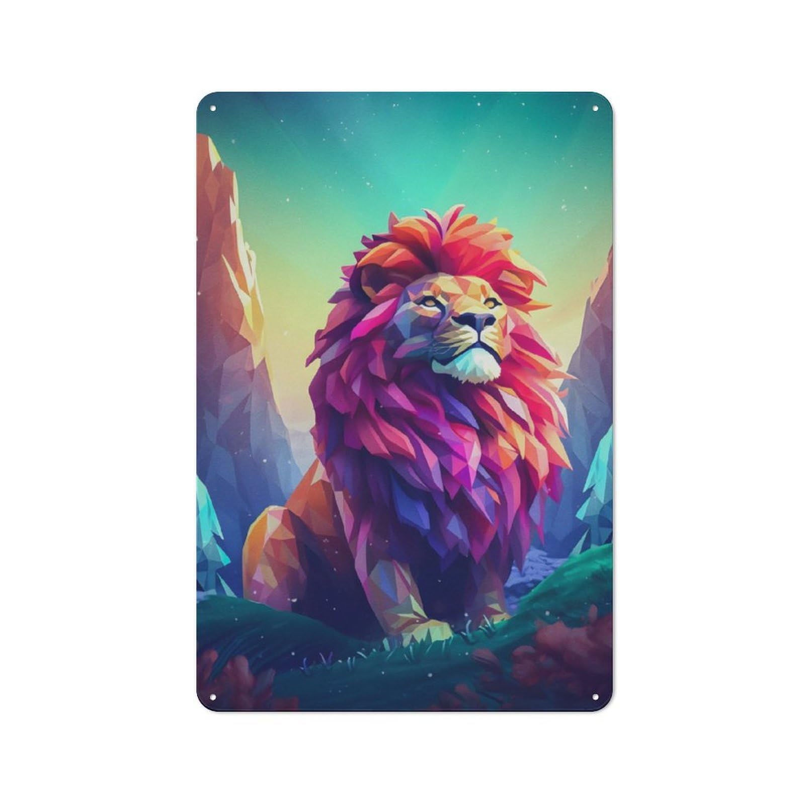 Junmoney Lion Vector 3D In The Wild Rustic Tin Sign 30X20cm For Home Bar Wall, For Home Interiors, Feature Walls And Decorative Displays