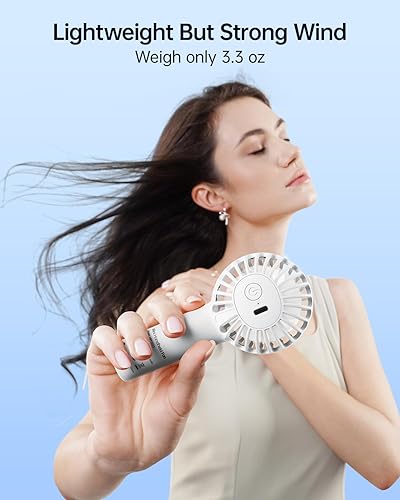 Miniatura 5 de SWEETFULL Mini ventilador portátil  Ventilador de mano recargable, 3 velocidades, regalos personales de mano para artículos esenciales de viaje,
