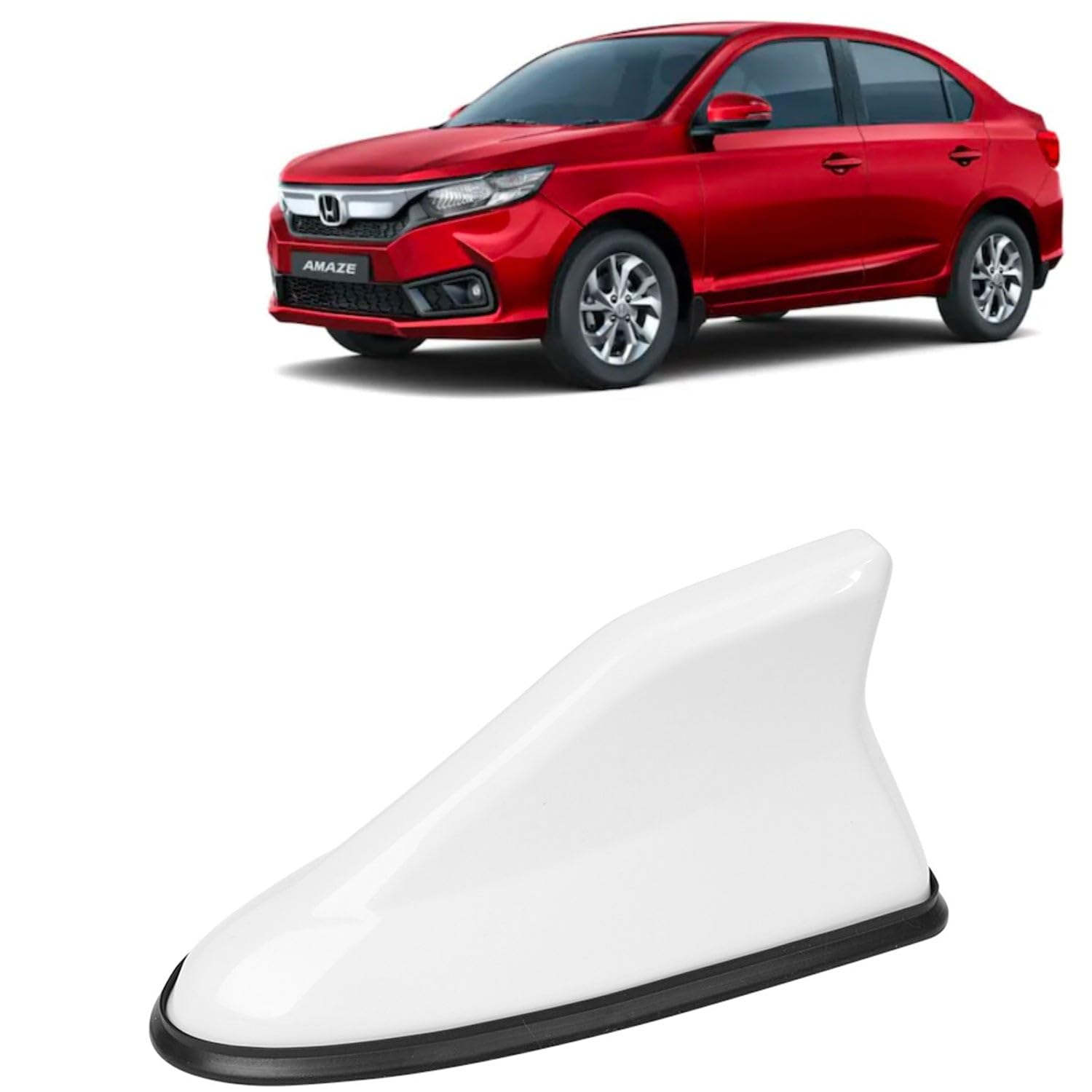 KINGSWAY® Shark Fin Car Antenna Compatible with Honda Amaze (Year 2023 Onwards), Universal Size Car Radio FM AM, Waterproof ABS Body, Easy Replacement, 1 Piece, White Color