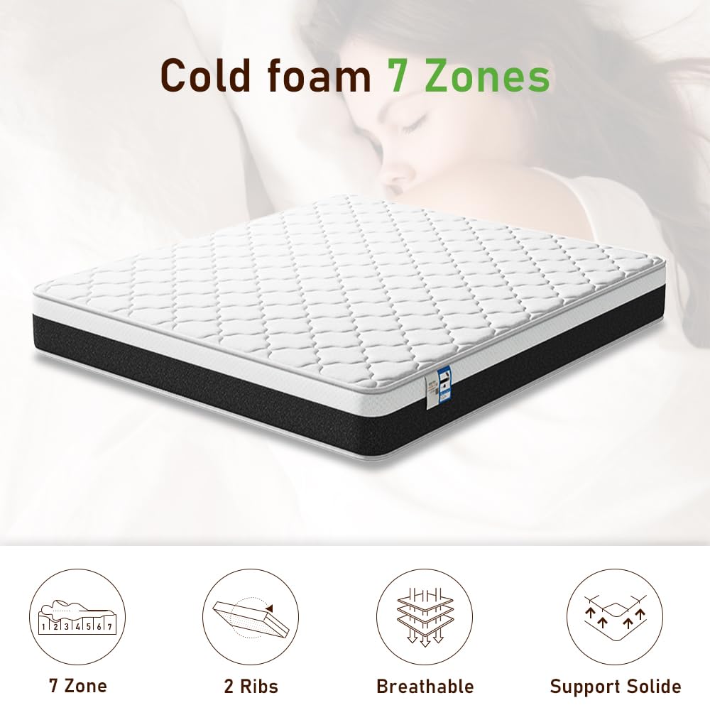 TEENO Ensemble Composè, Mémoire Matelas en Mousse 160x200x18 cm+Sommier tapissier volige,4 Pieds Inclus,Ensemble Matelas et sommier, (Épaisseur 18, 160x200cm Matelas+Sommier Tapissier（Style 2）)