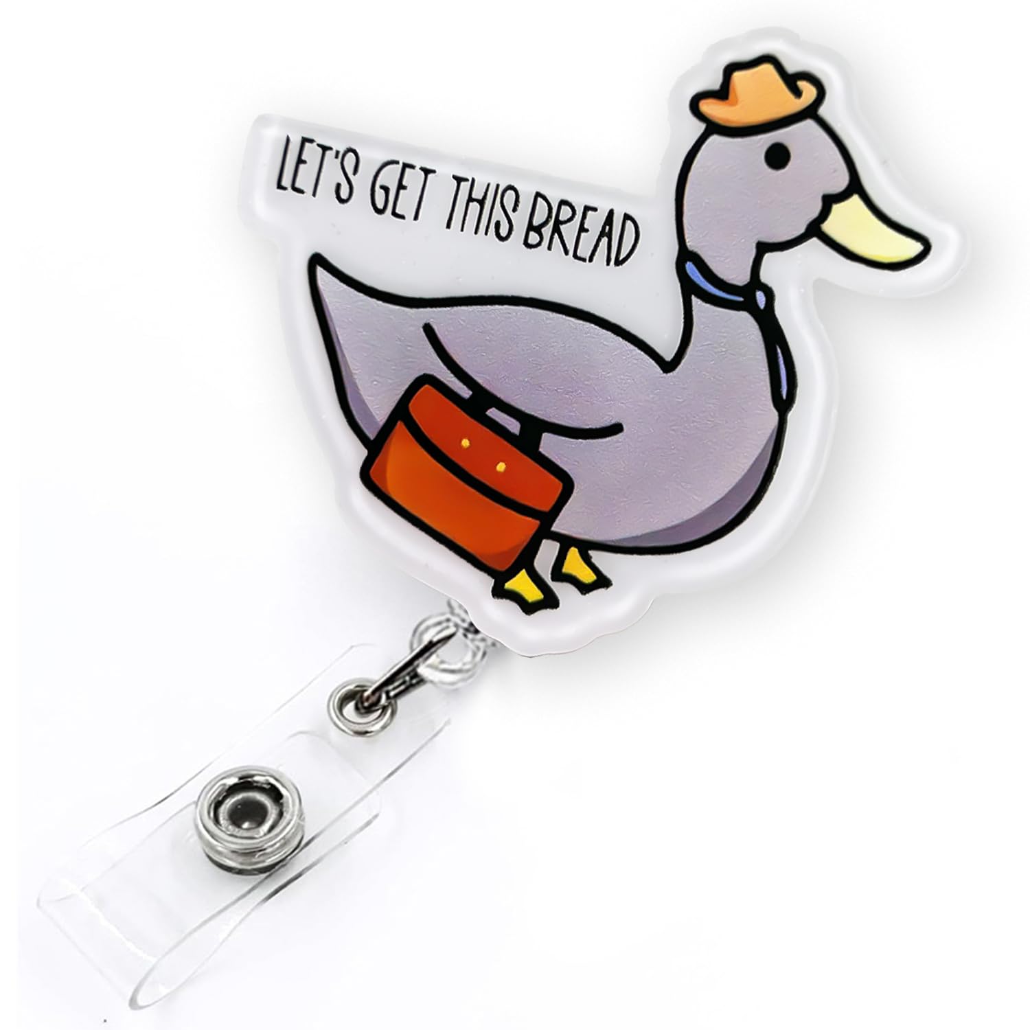 Let’s Get This Bread Duck Badge Reel Retractable for Nurse Nursing RN CNA Medical Worker & Office Staff | Funny Nurse Gifts, Duck ID Badge Holder with