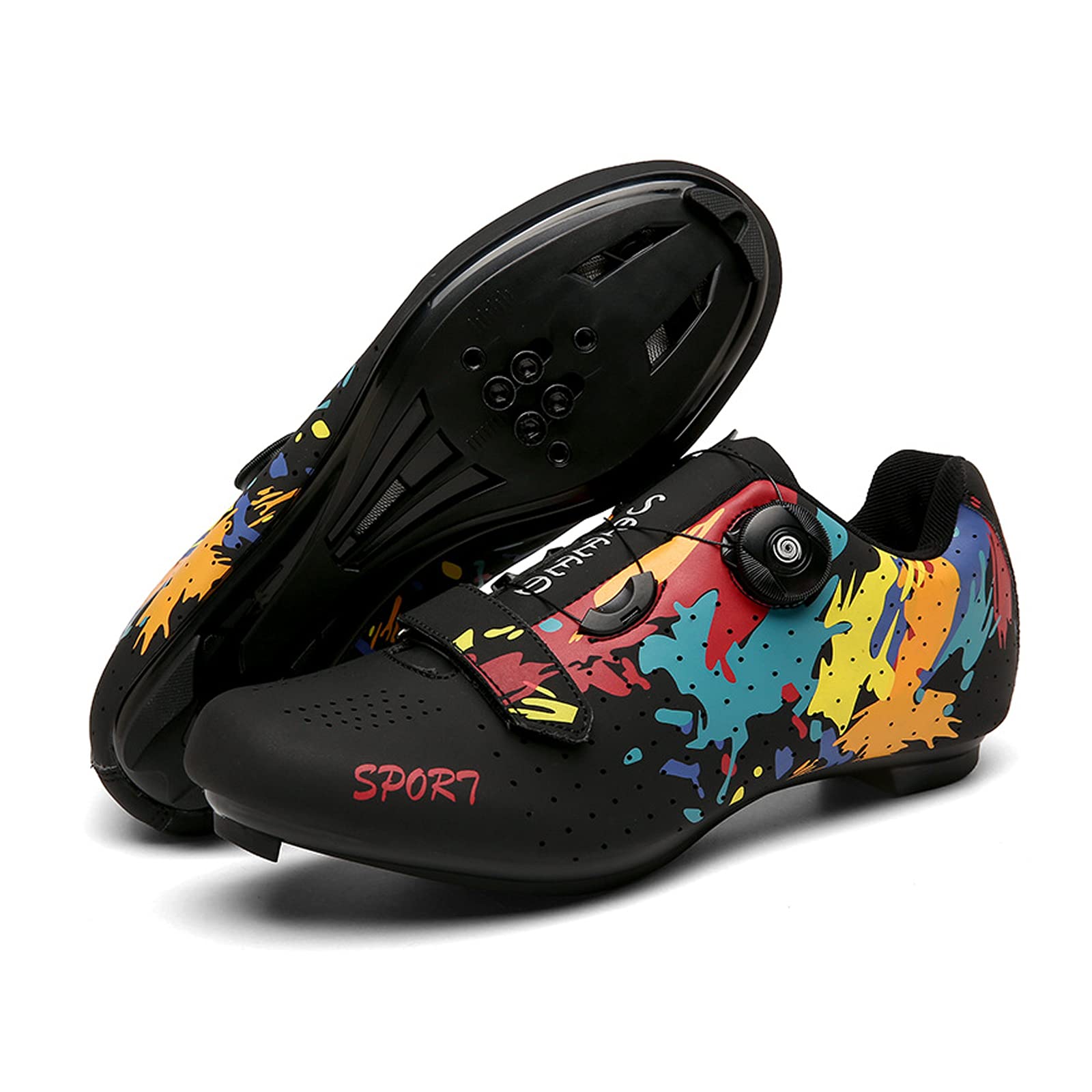 Unisex Cycling Shoes, Graffiti Road Bike MTB Bicycle Shoes, Spin Shoestring Compatible SPD Look Delta Cycle Riding Cleat