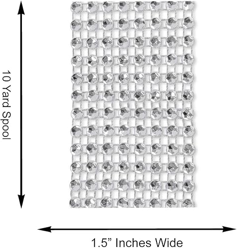 Miniatura 7 de Super Z Outlet Cinta de malla con diamantes de imitación brillantes plateados para decoración de eventos, pasteles de boda, cumpleaños, baby shower,