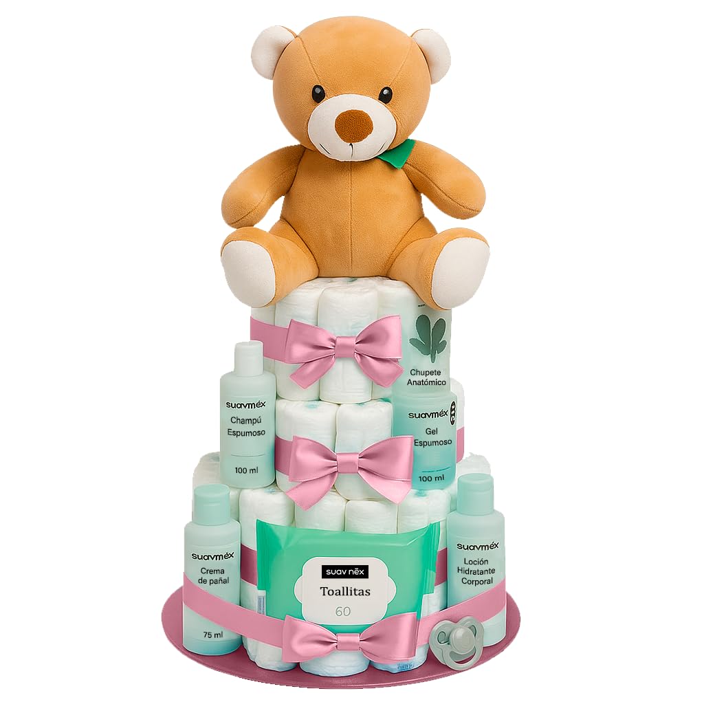 Torta Di Pannolini Neonato Personalizzabile Regalo Baby Shower Battesimo Con Accessori Utili Per Bambino o Bambina 0-3 Mesi Con Giochi Pannolini e Set Prodotti Cura Del Neonato Regalo Nascita