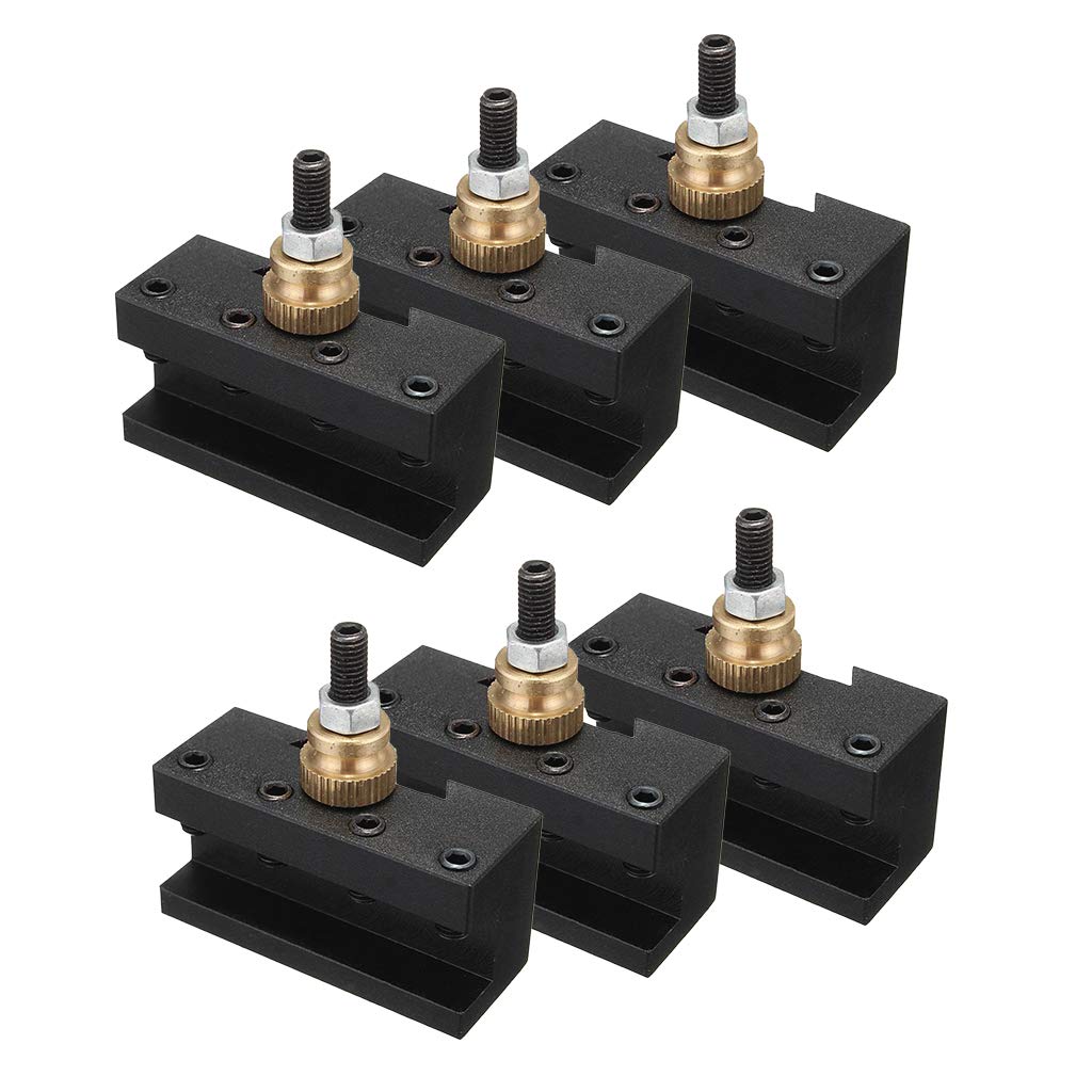 Mini Tornio a 4 Pezzi, Portautensili a Cambio Rapido, Portautensili per Fresatura, Portautensili per Tornitura, Lega di Alluminio per Officina, Nero + rame, 6pcs