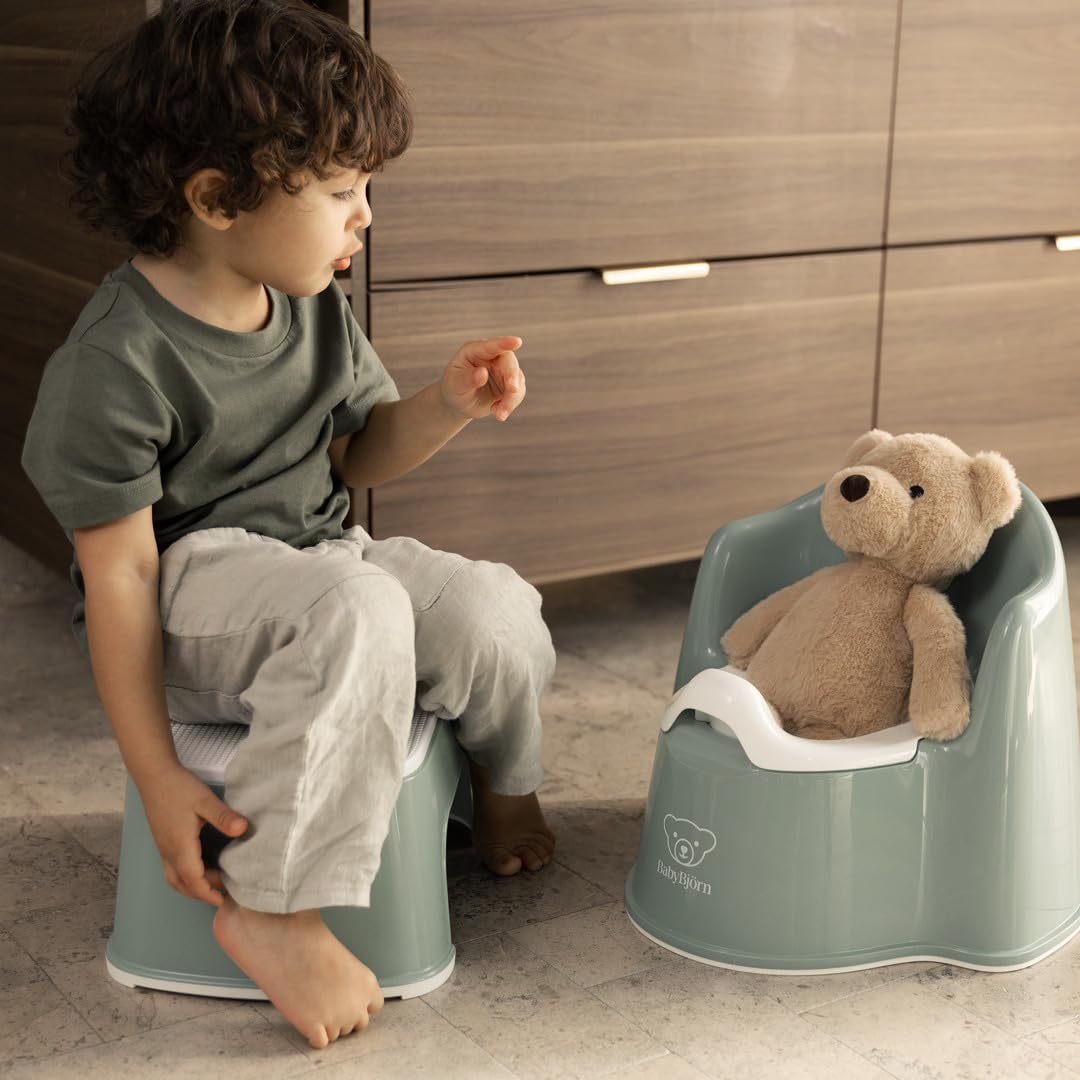 Bundle of BabyBjörn Orinal Sillón, Verde profundo/Blanco + Taburete para Niños, Verde profundo/Blanco