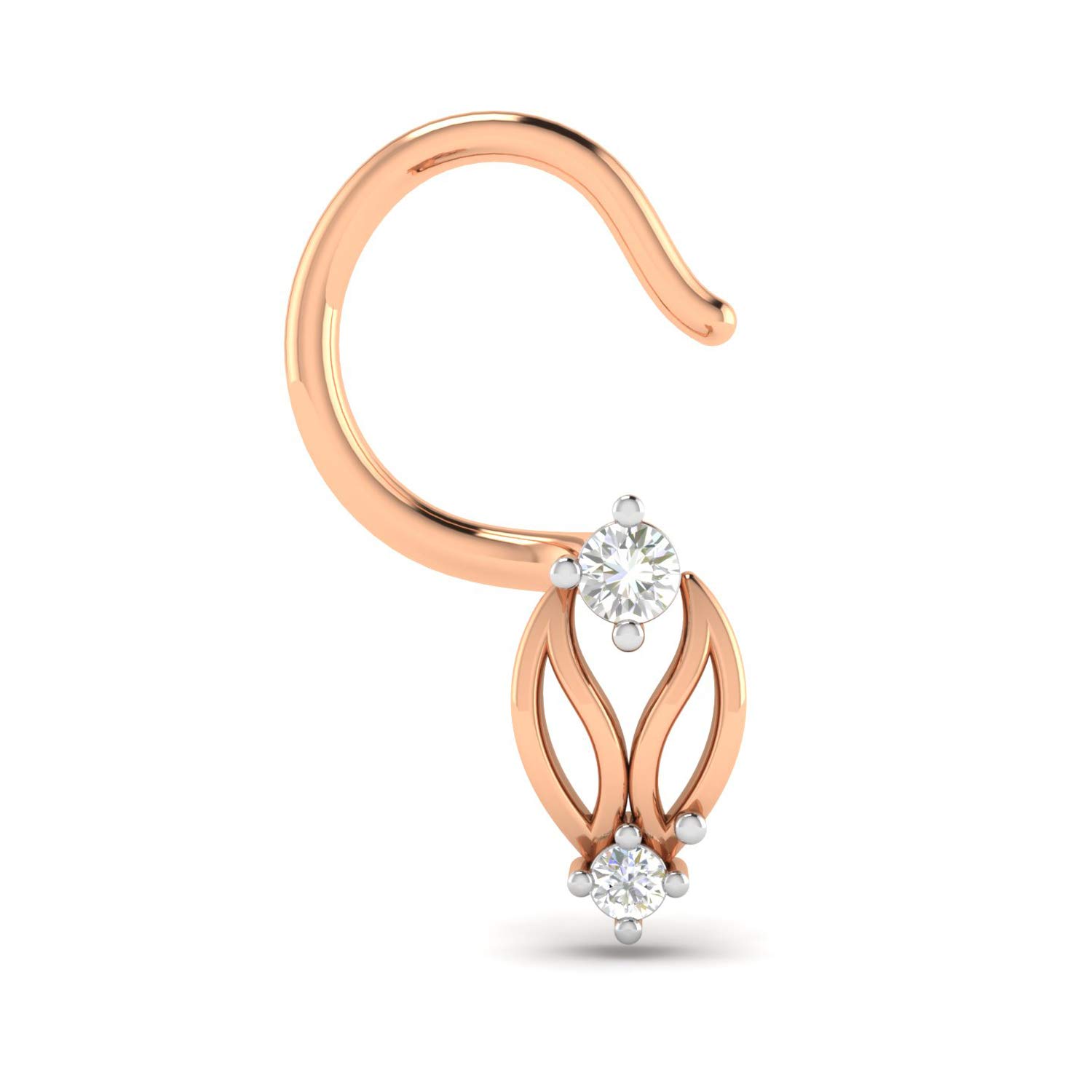 18KT Rose Gold and Diamond Nose Ring for Women