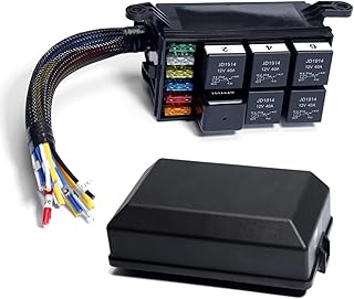 12V Relay Fuse Box Prewired Relay Box 12v Automotive with 5pcs 5pin relays 1pcs 4pin Relay 6 ATC/ATO Blade Fuse, Universal Waterproof Fuse Relay Box for Automotive Car Truck Marine Boat