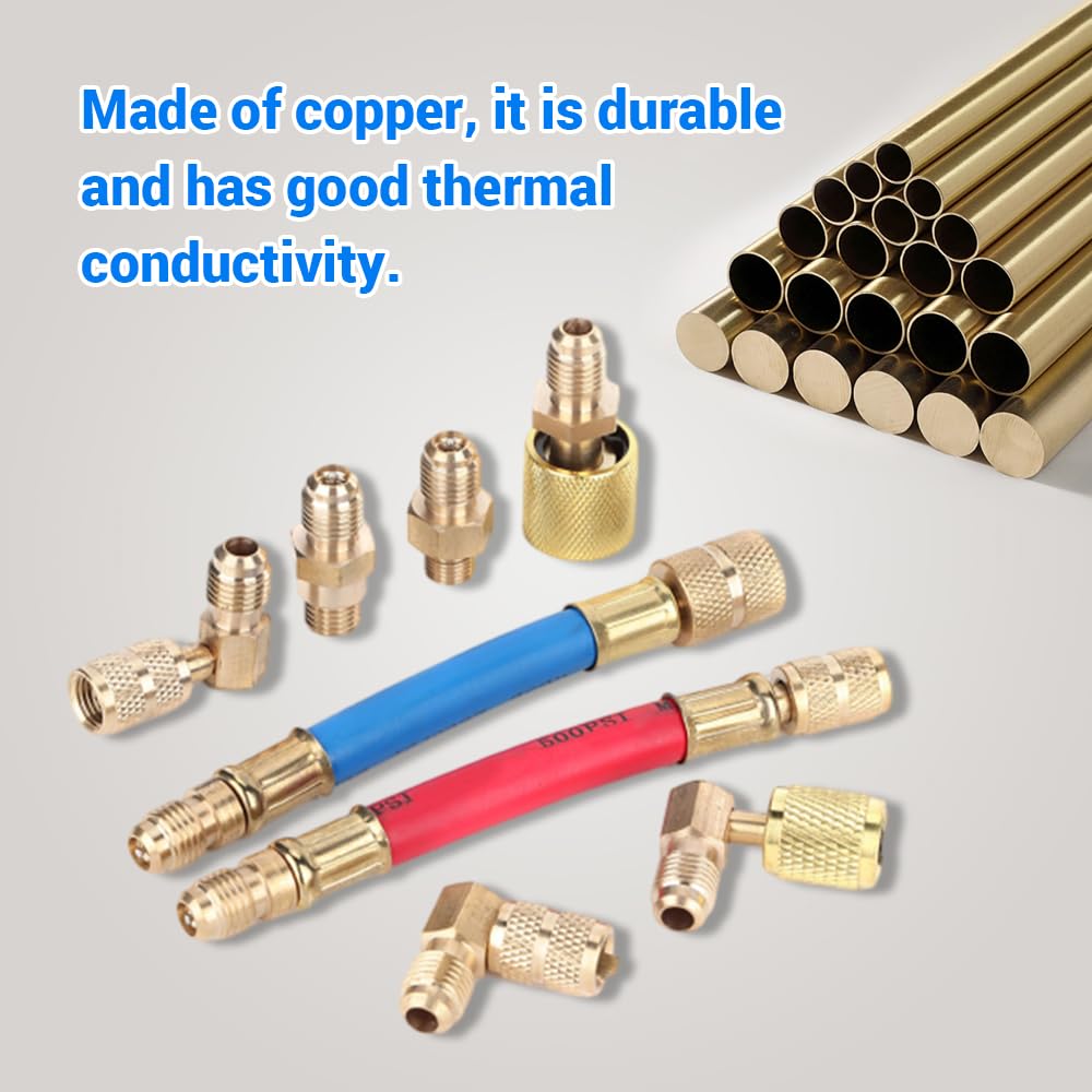BORDSTRACT Adaptateur R134a, 8 Pièces R12 Connecteur Rapide Réservoir De Réfrigérant Pompe à Vide Port Adaptateur De Connexion Ensemble pour Climatiseur