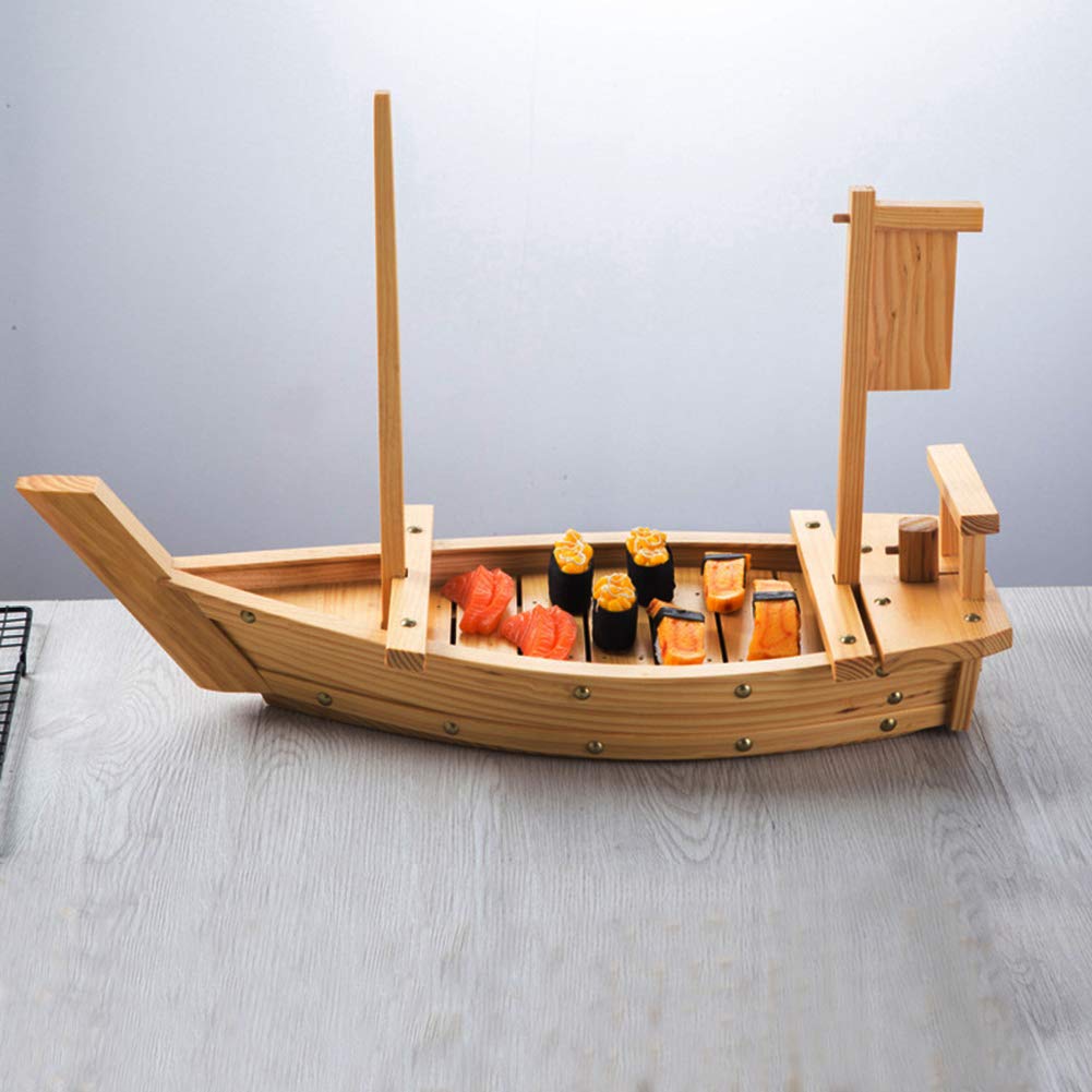 Plateau de service en bambou pour sashimi, présentoir à sushis, idéal pour restaurant, fête ou fête d'anniversaire, 50 cm, plusieurs