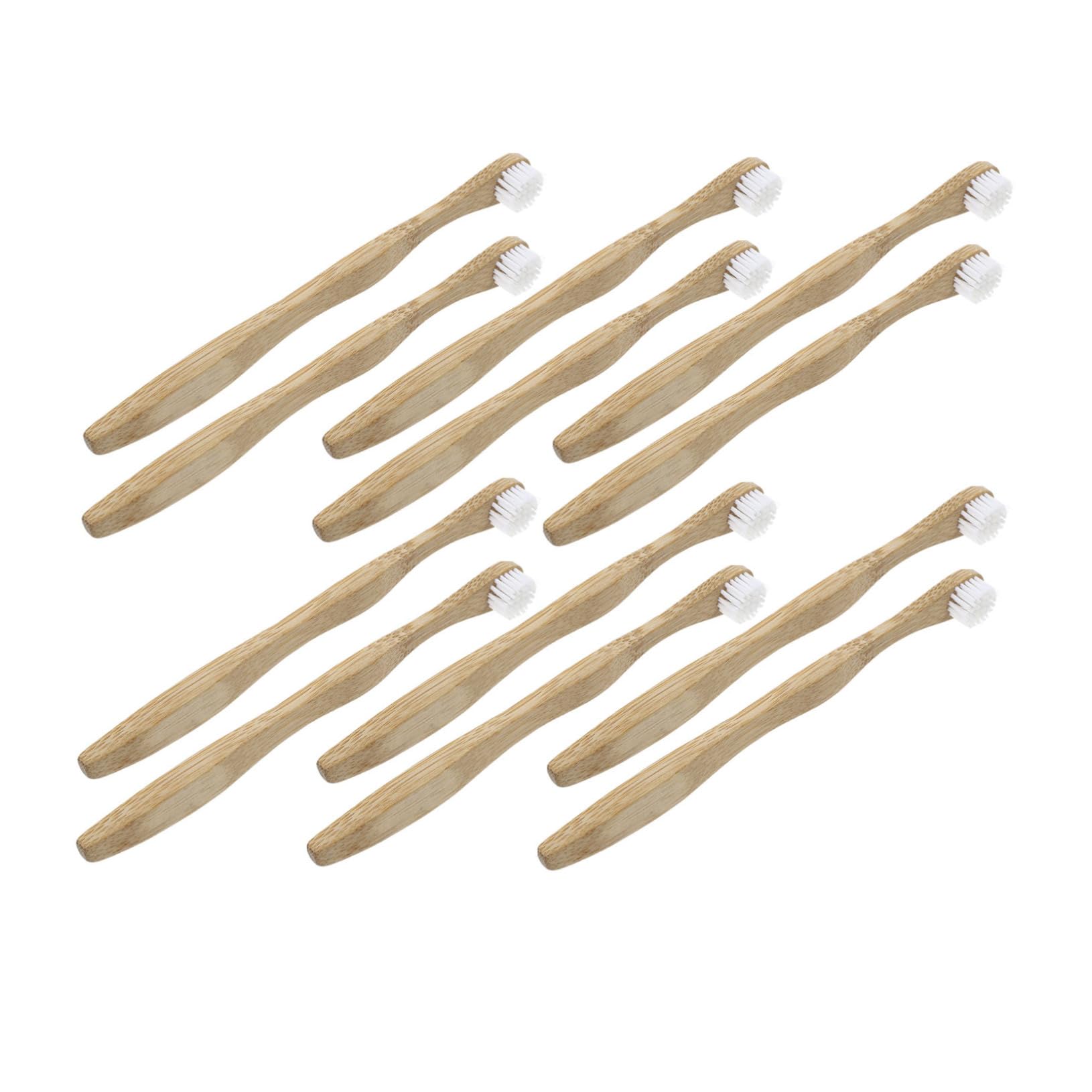 SHERCHPRY 12Pcs Reusable Tongue Cleaners Tongue Scraper Tools for Oral Care Slip Handle Design Light Brown Bristles Gentle Gums Fresh Breath