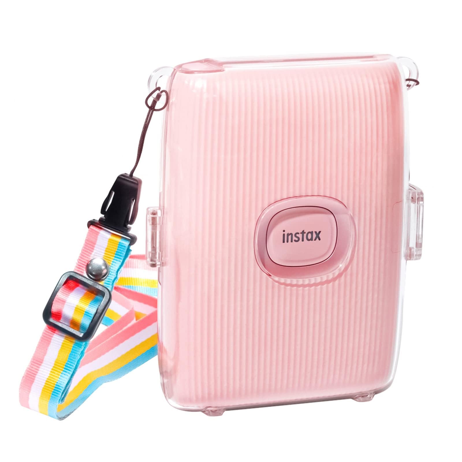 eWINNER Protective Case Compatible with Fujifilm Instax Mini link2 Instant Film Camera/Crystal Hard Shell PVC Protective Cover Carrying Cover/with Adjustable Shoulder Strap -Clear (for Mini link2)