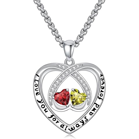 Birthstone Necklaces for Women I Love You for Always and Forever Heart Pendant Neck...