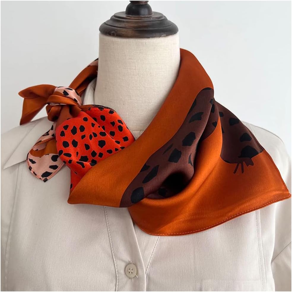 Aufeel 100% Pure Mulberry Silk Square Scarf for Hair-27''x27''- Women Silk Neckerchief Head Wrap Scarf - Image 3