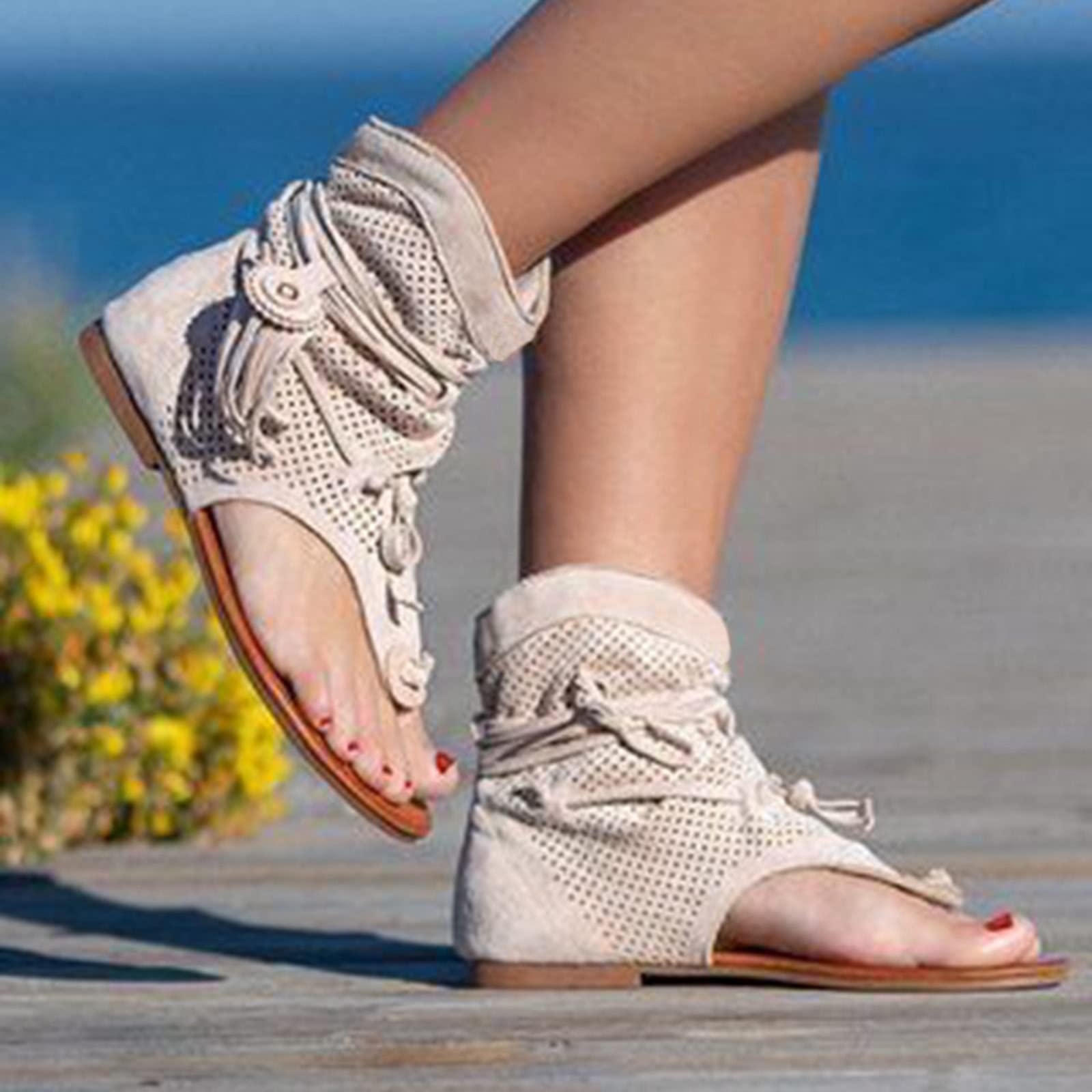 Générique Sandale Femme Confortable Chaussures De Marche Pantoufles Antidérapantes Basket Blanche Mules Et Sabots Sandales Corde Léger Décontracté Respirant Sneakers