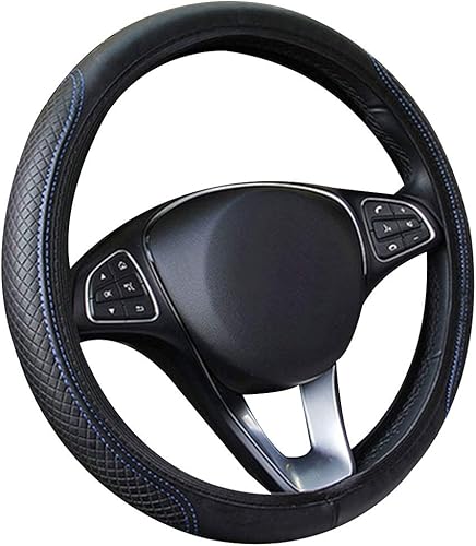 shlutesoy Funda de cuero de microfibra para volante de automóvil, elegante, de piel sintética, antideslizante, protector para volante, color negro y